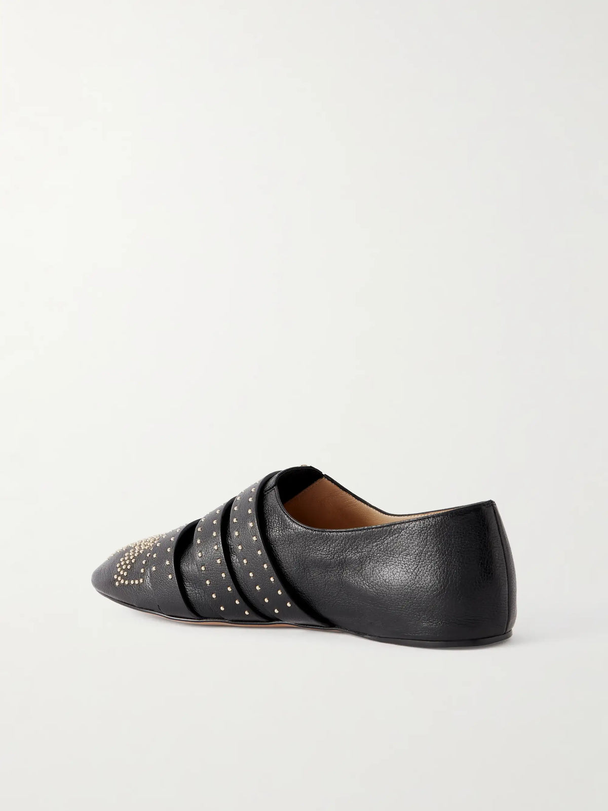 Susan Studded Buckled Leather Flats