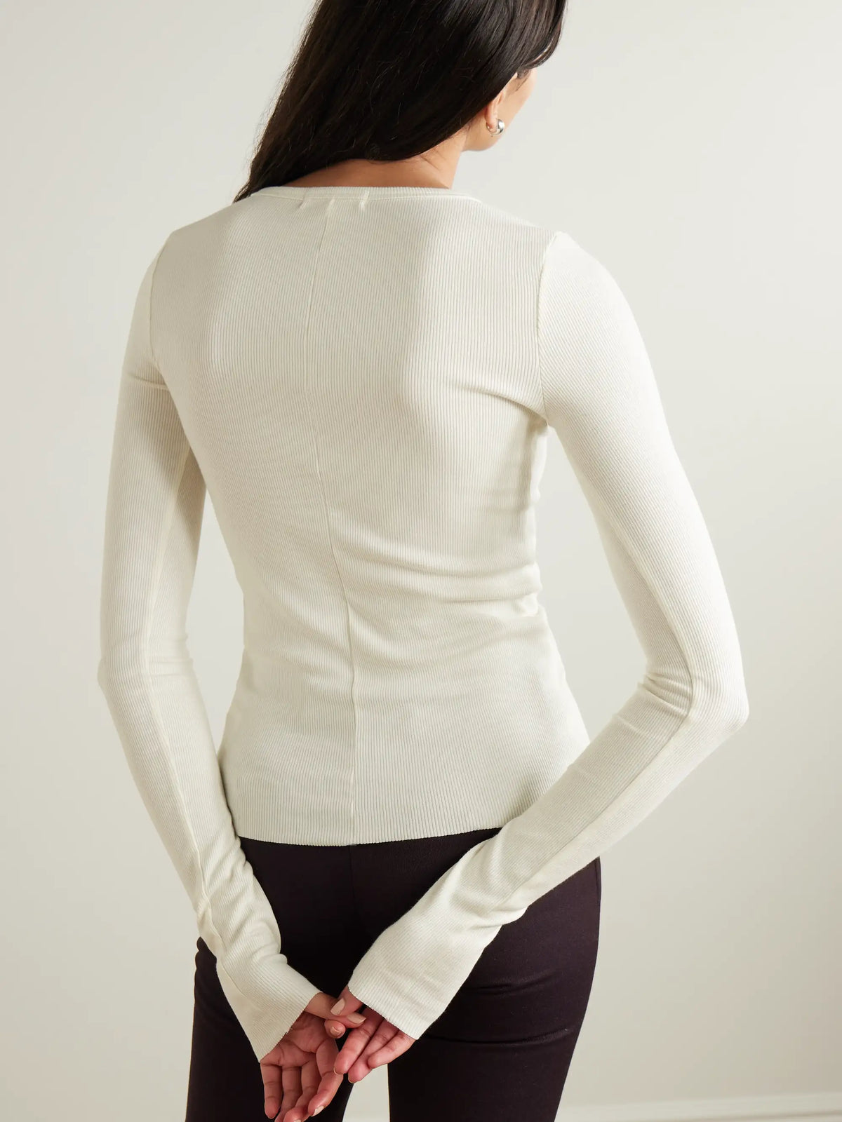 Ribbed Stretch Cotton And Modal-blend Top