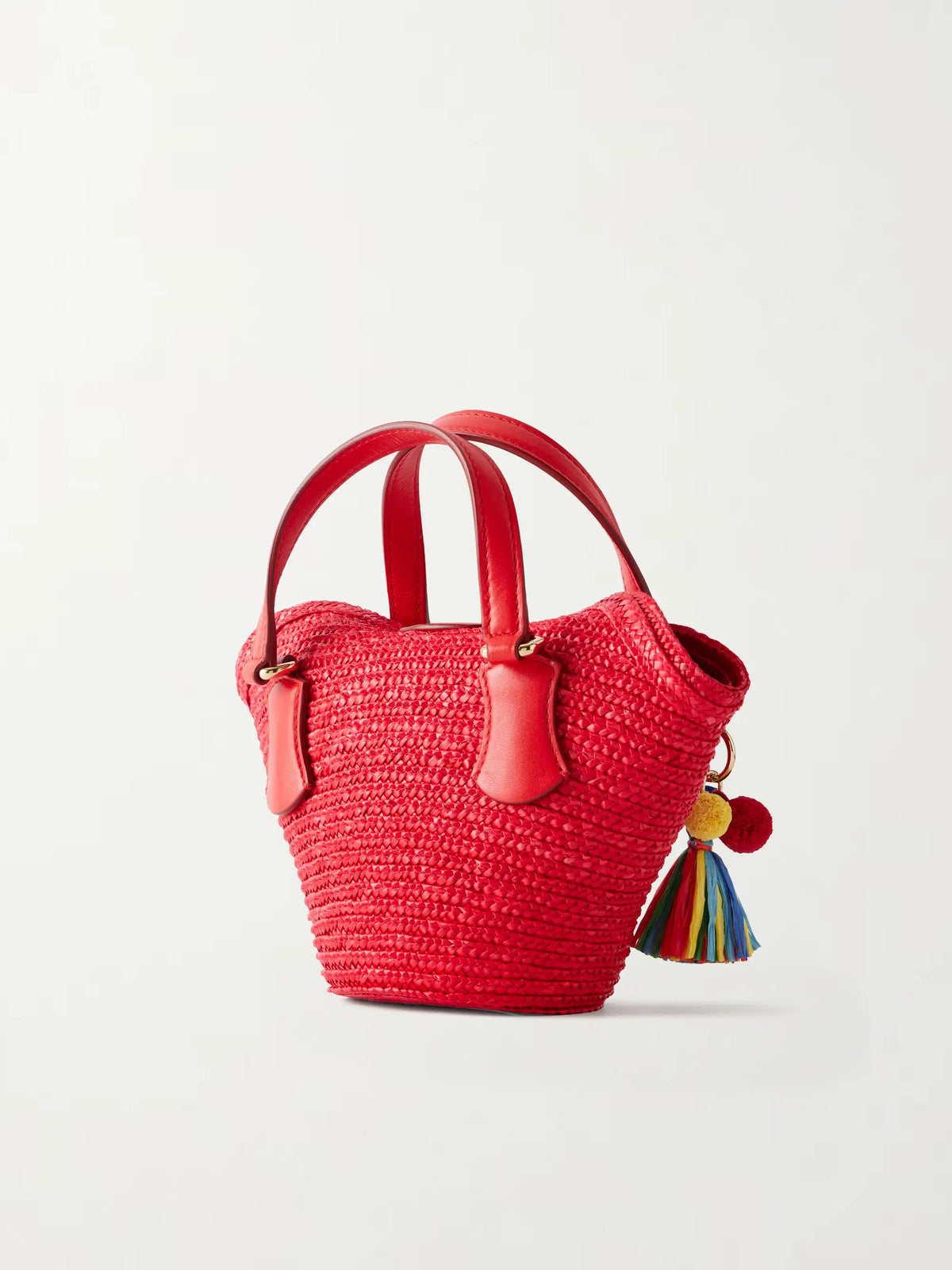 Coffa Capri Mini Embellished Leather-trimmed Raffia Tote