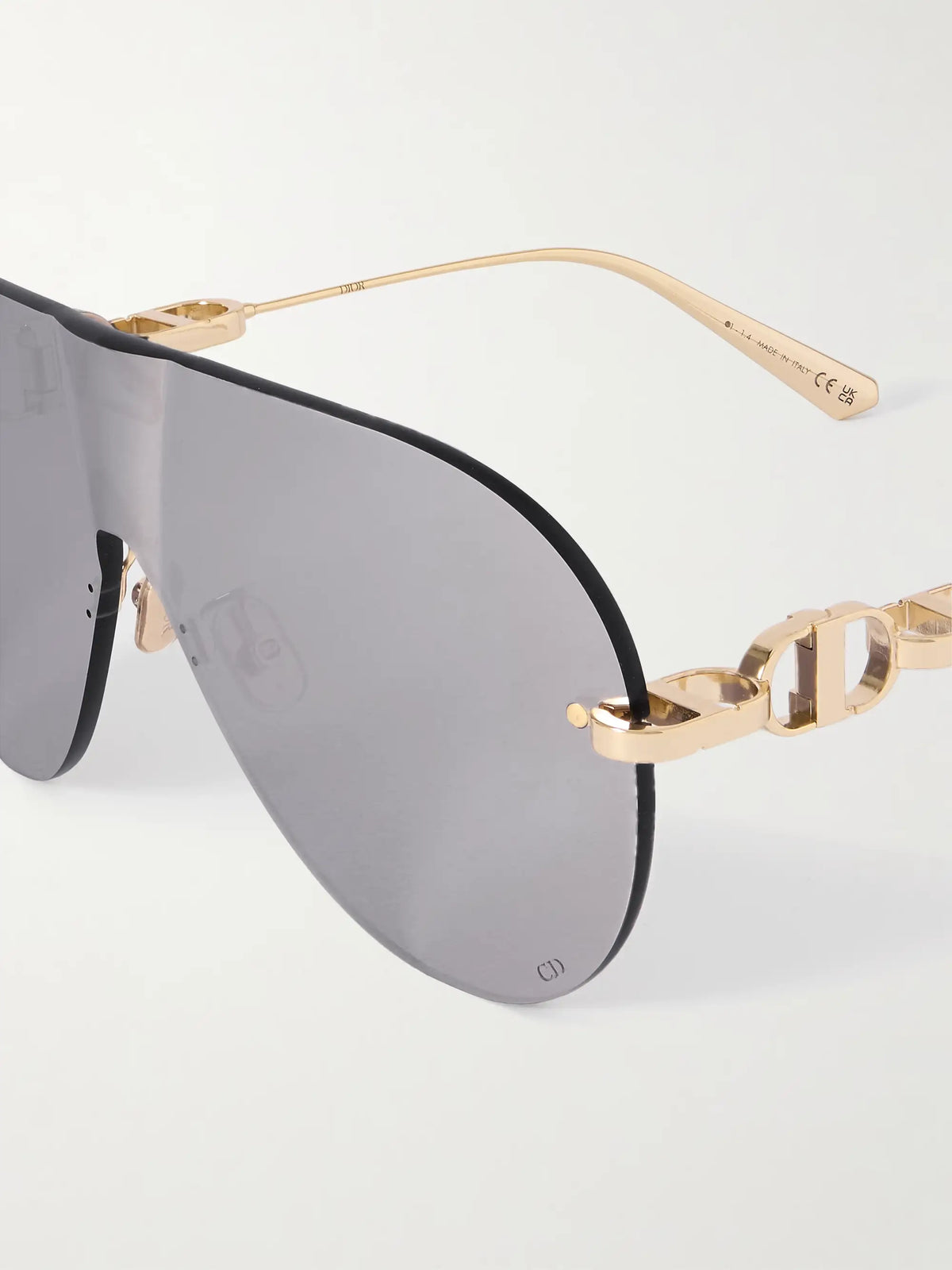 Cd Chain M2u Rimless Aviator-style Gold-tone Sunglasses