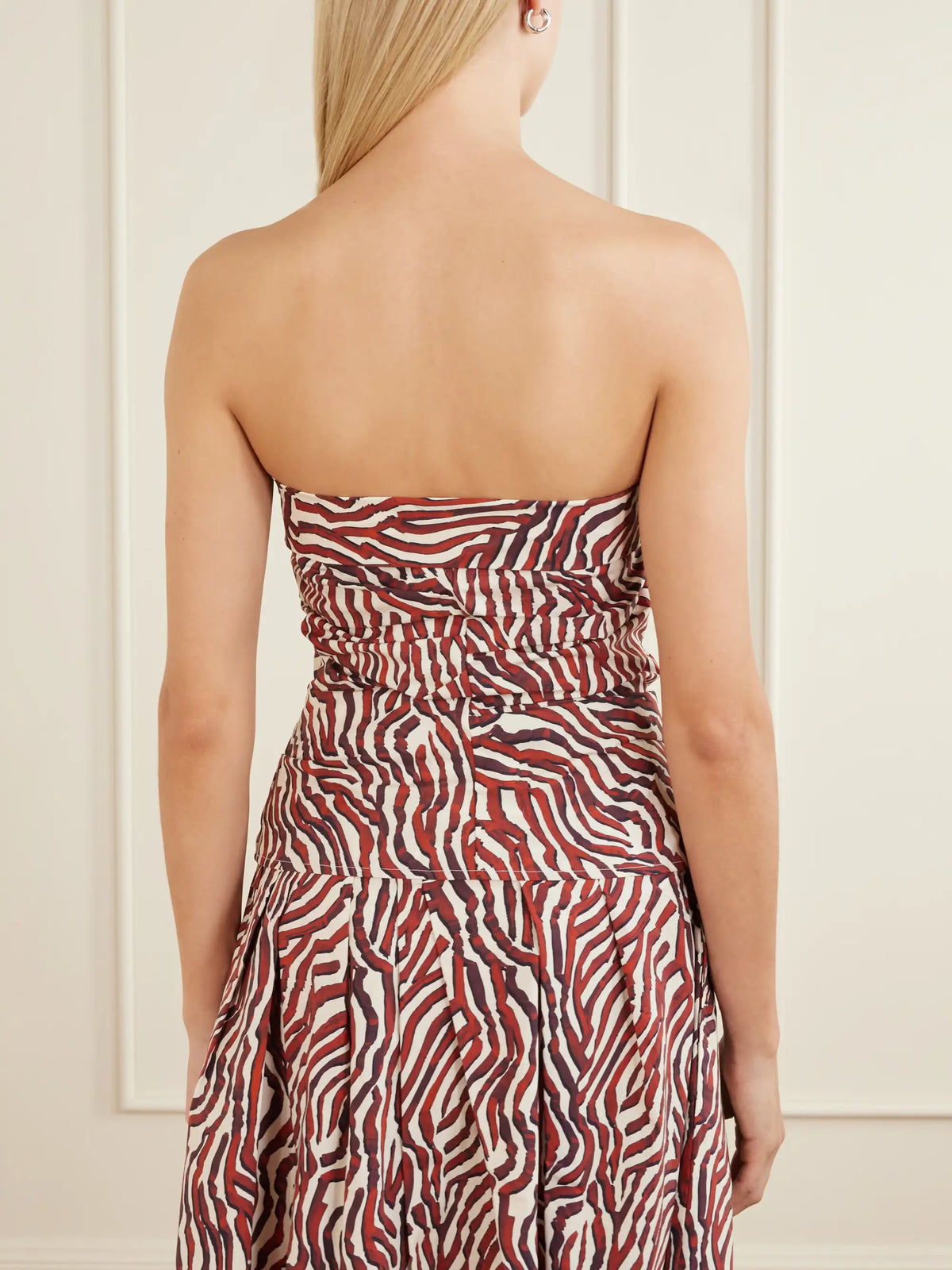 Proenza Schouler White Label Maisy Strapless Printed Cotton-blend Poplin Top