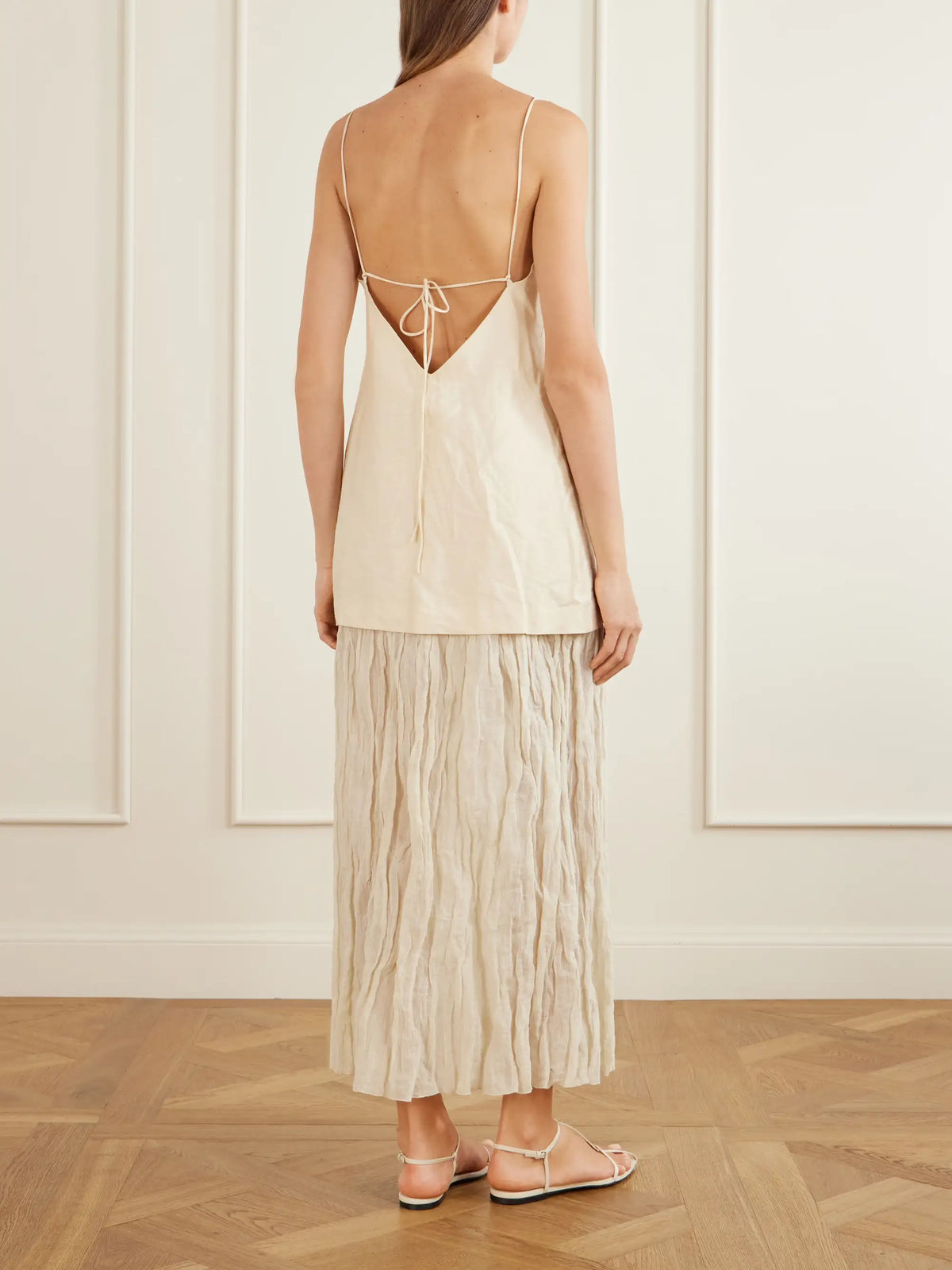 RÓHE Linen-blend And Chiffon Midi Dress