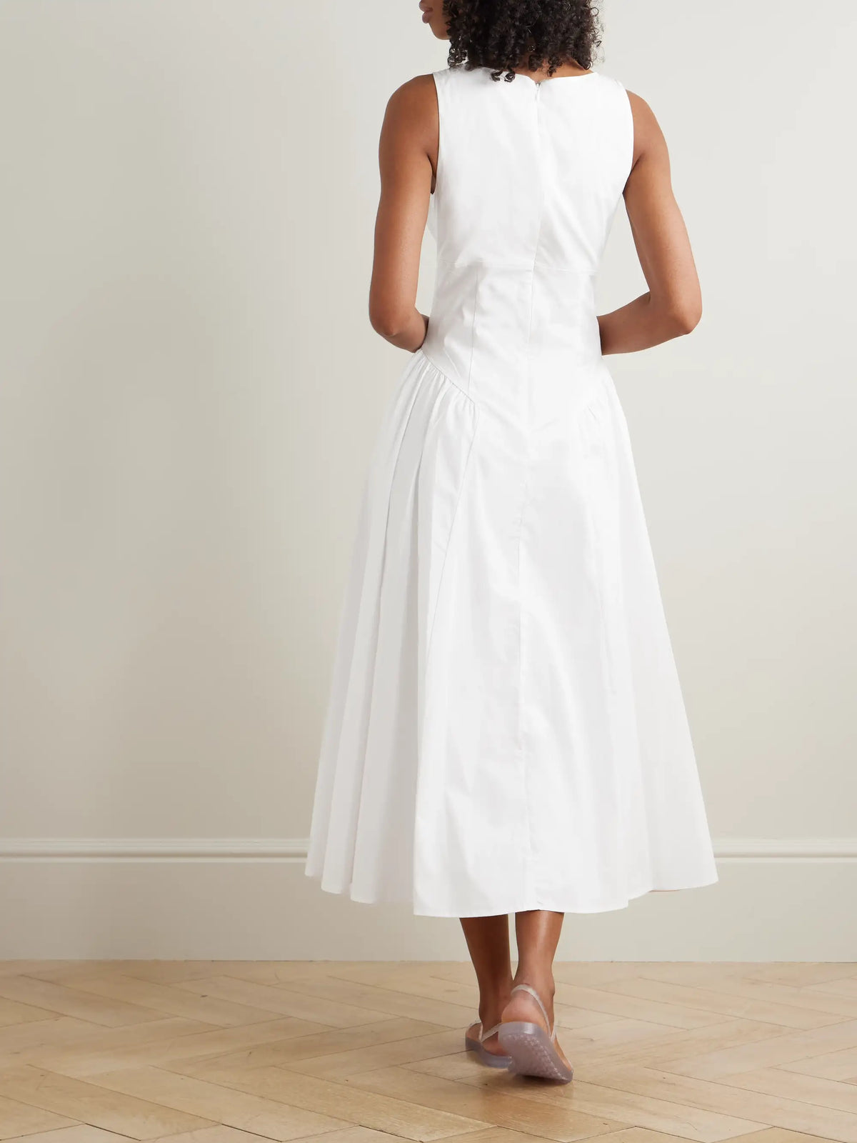 Gwen Paneled Pleated Cotton-blend Poplin Midi Dress