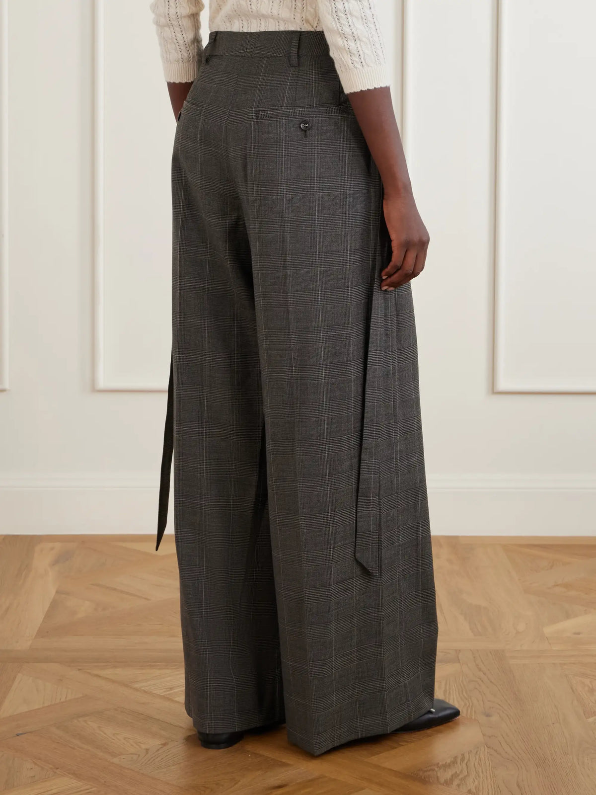 Simone Rocha Checked Wool-blend Wide-leg Pants
