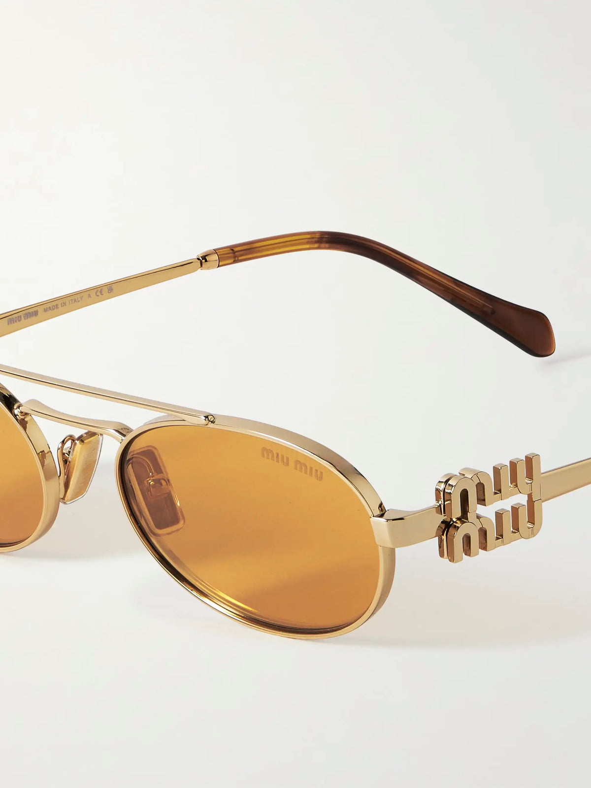Oval-frame Gold-tone Sunglasses