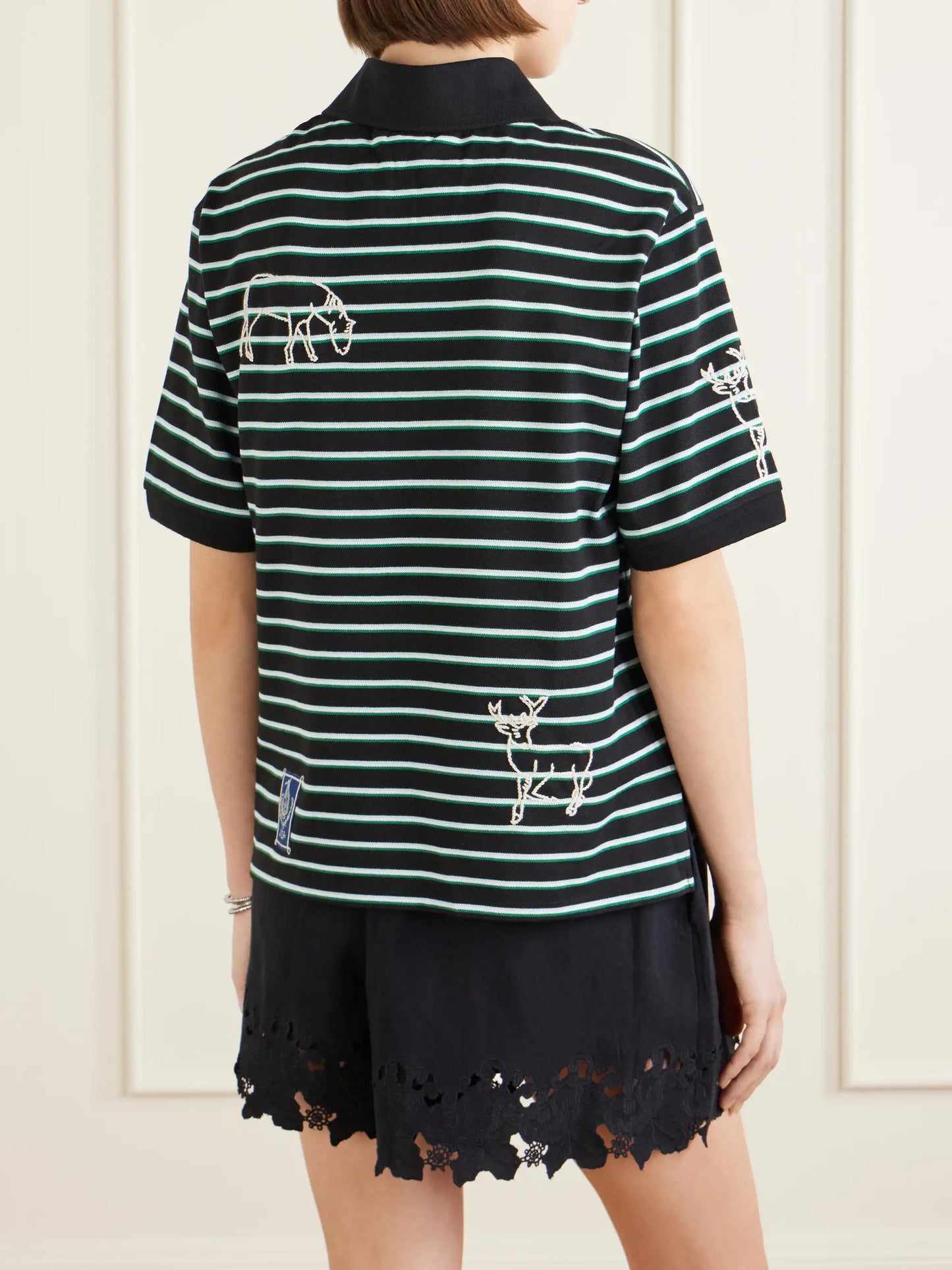 Winslow Appliquéd Embroidered Striped Cotton Polo Shirt