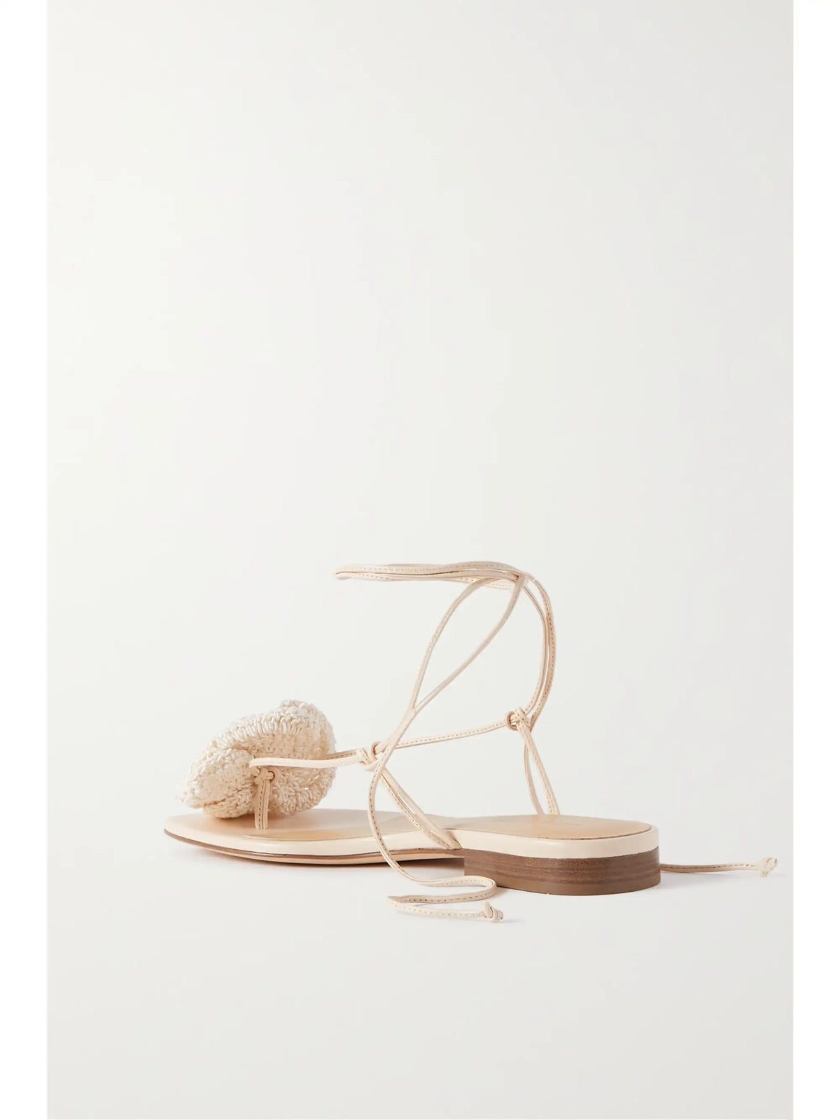 Crocheted Cotton-blend And Leather Sandals