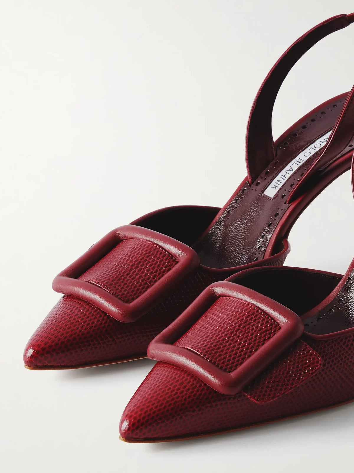 Mayslibi 70 Lizard-effect Leather Slingback Pumps