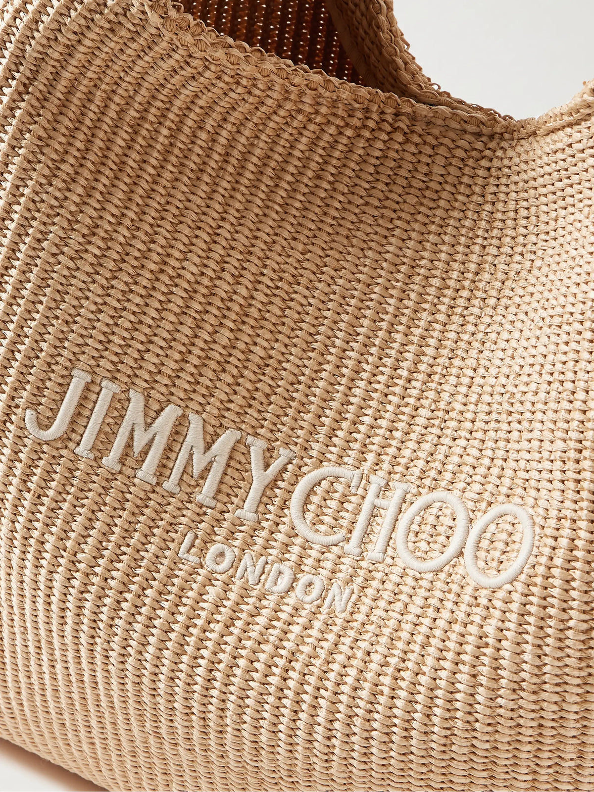 Embroidered Raffia Tote