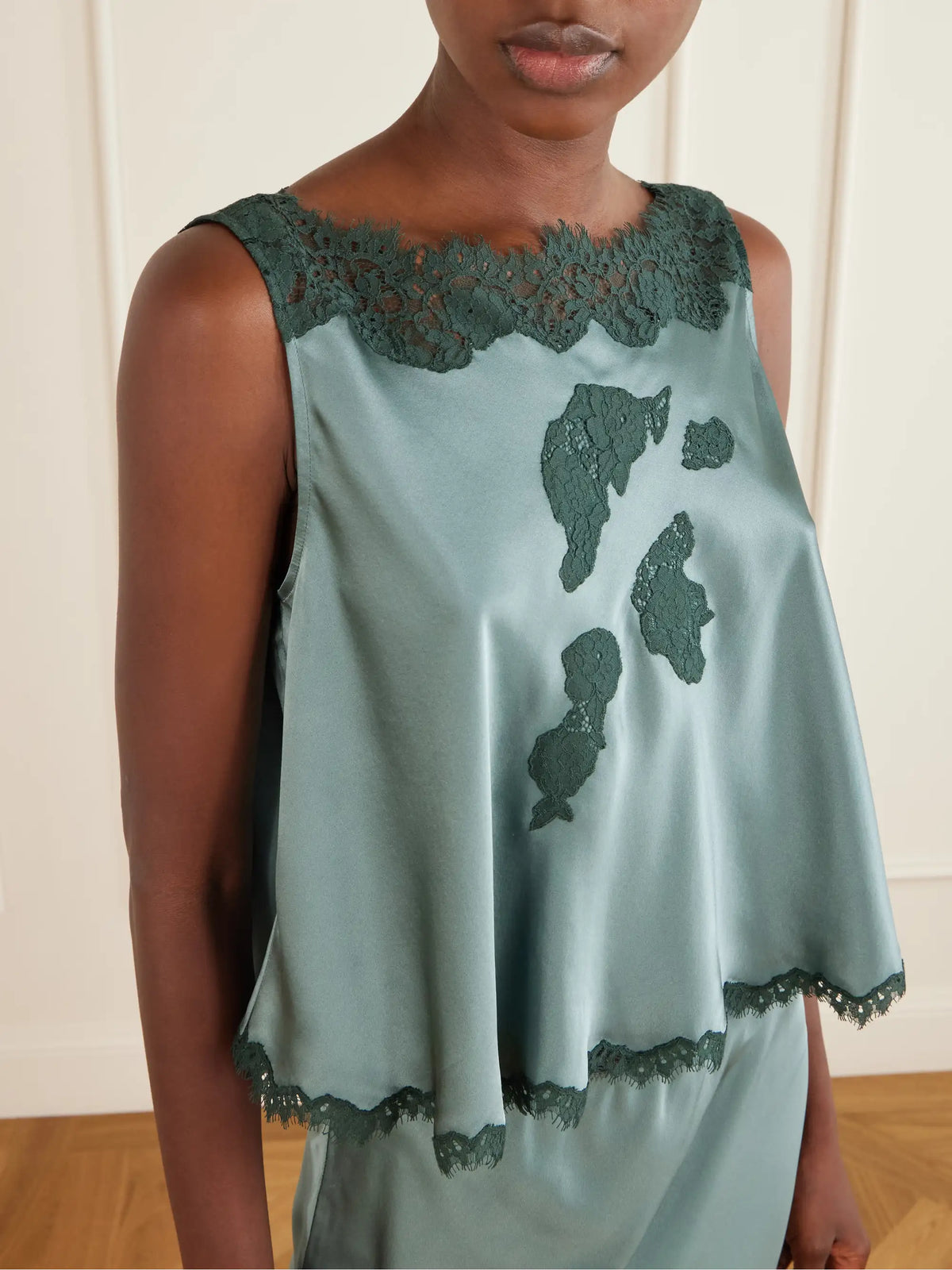 DÔEN Valerina Lace-trimmed Silk Cami