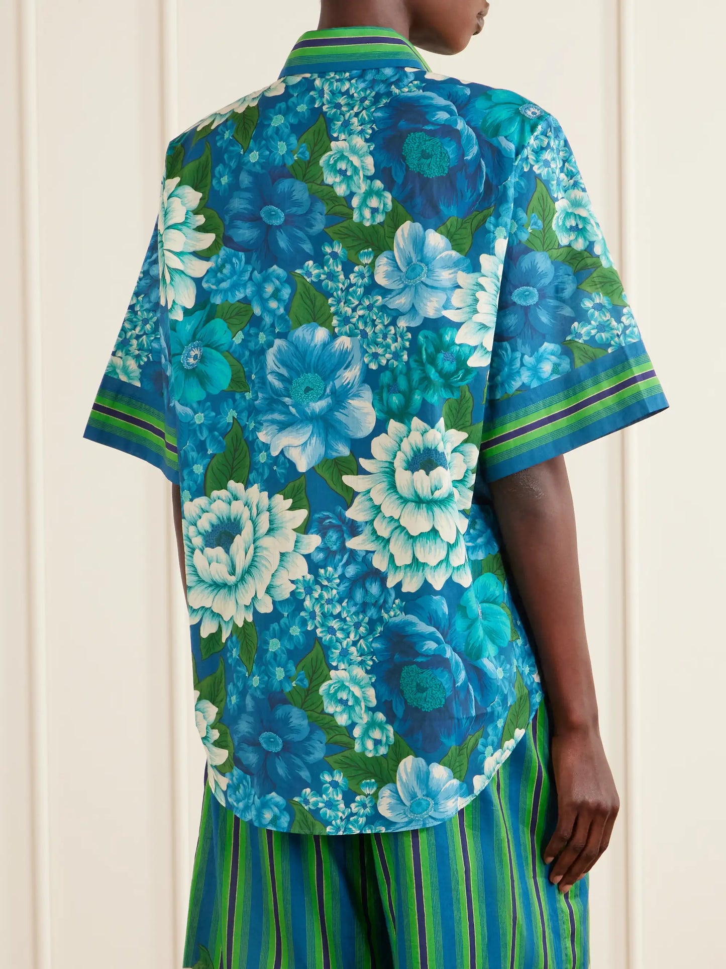 Margo Striped Floral-print Organic Cotton-voile Shirt
