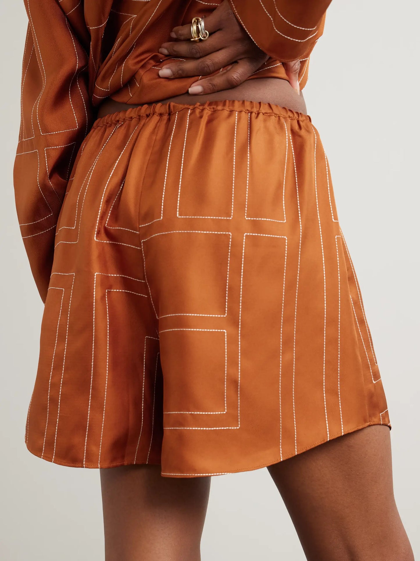 Embroidered Silk-twill Shorts