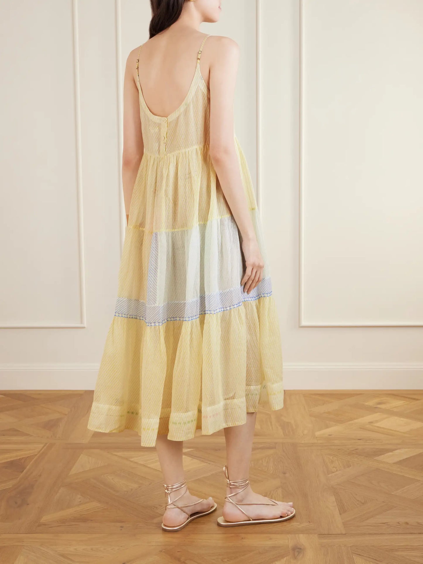 Ikumi Tiered Printed Cotton- Kota Midi Dress