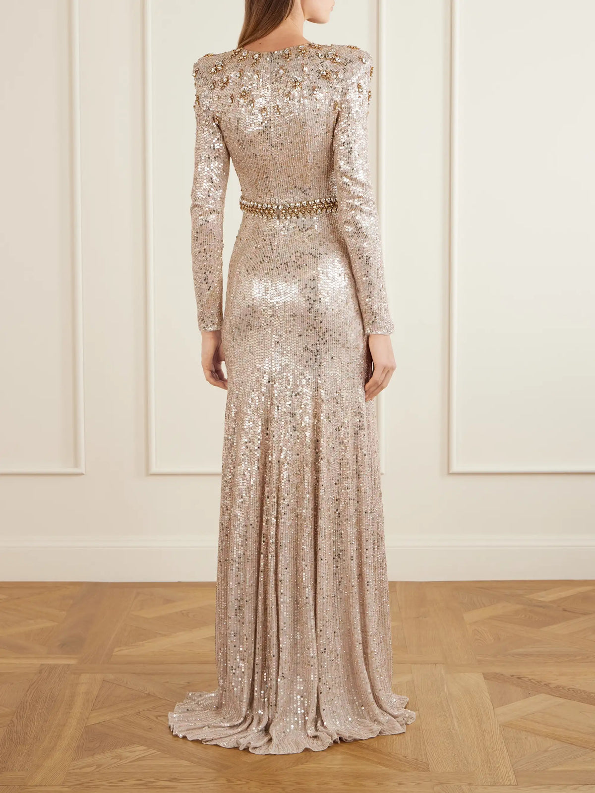 Georgia Sequined Satin Gown