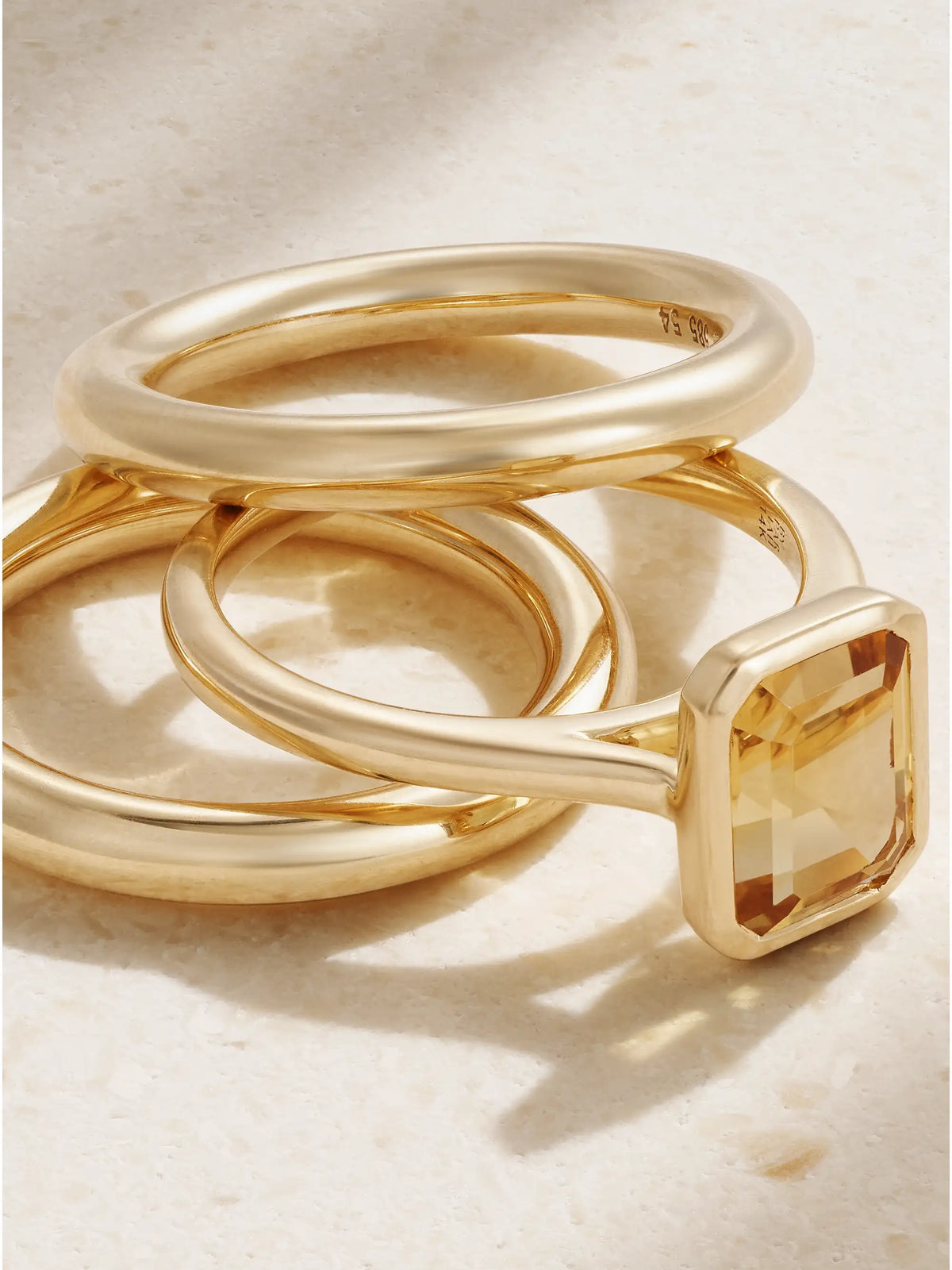 Lumen Stack Set Of Three 14-karat Recycled Gold Quartz Rings