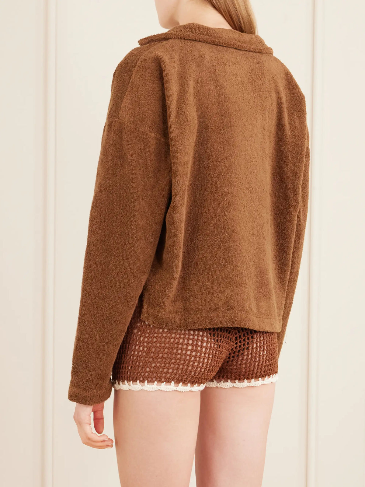 Puesto Estate Cropped Organic Cotton-terry Sweatshirt