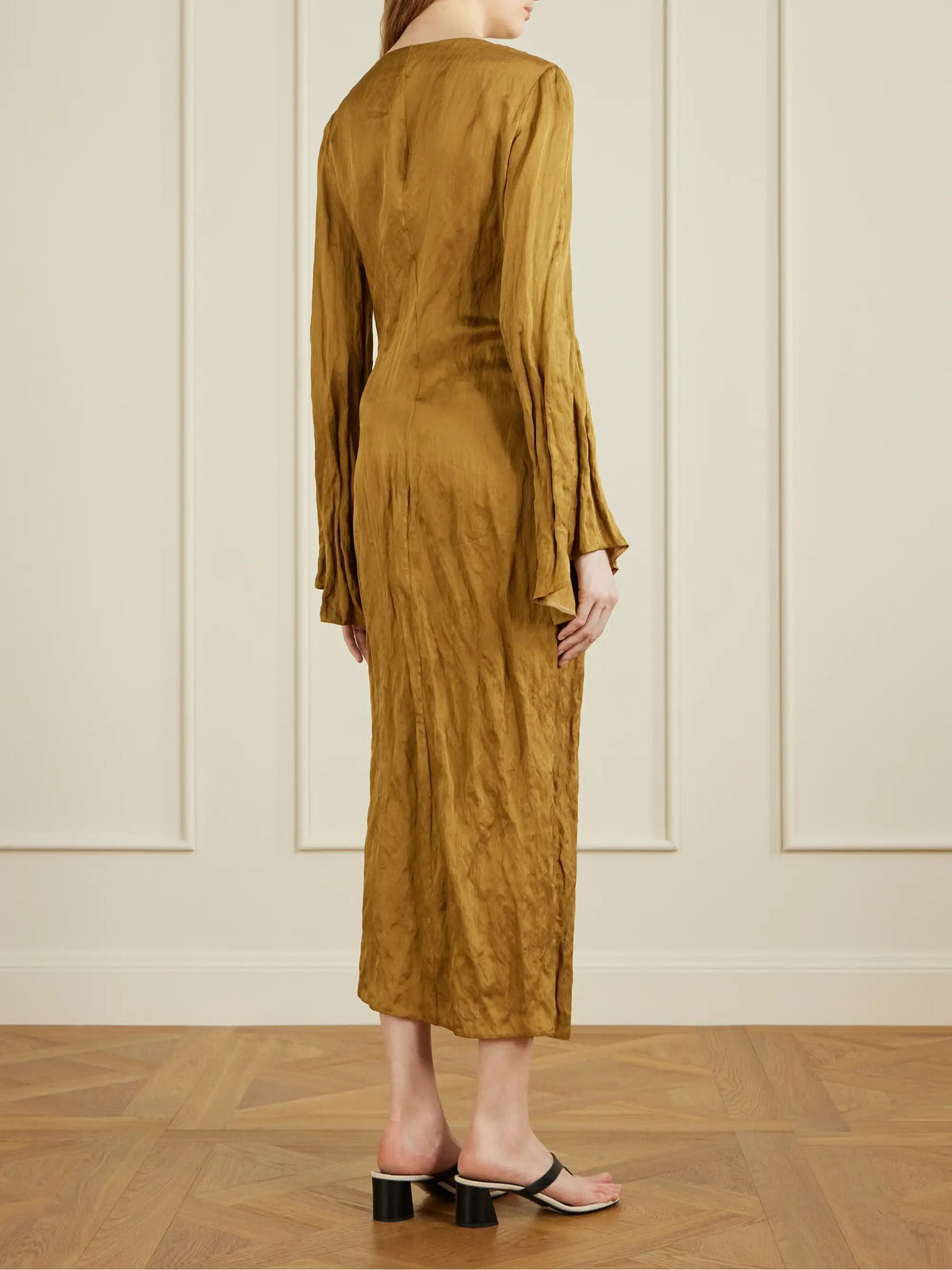 KHAITE Rommi Crinkled-voile Midi Wrap Dress