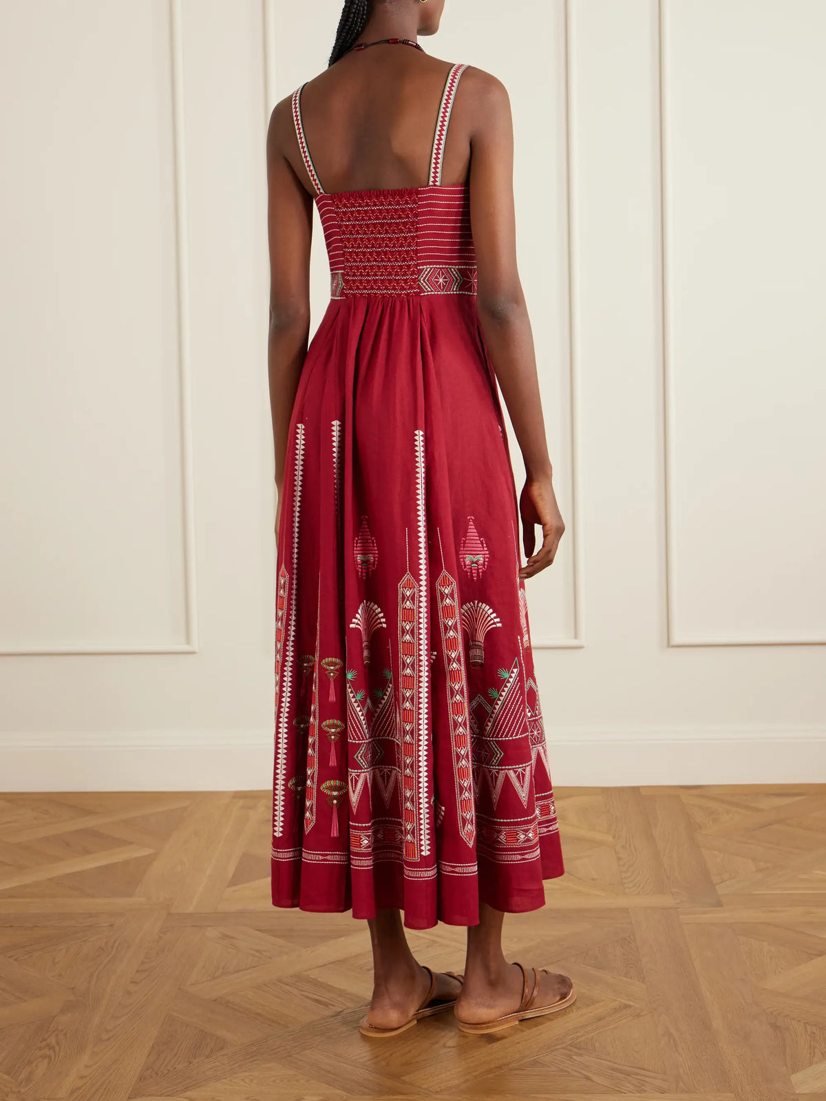 Emporio Sirenuse Elida Embroidered Linen And Cotton-blend Maxi Dress