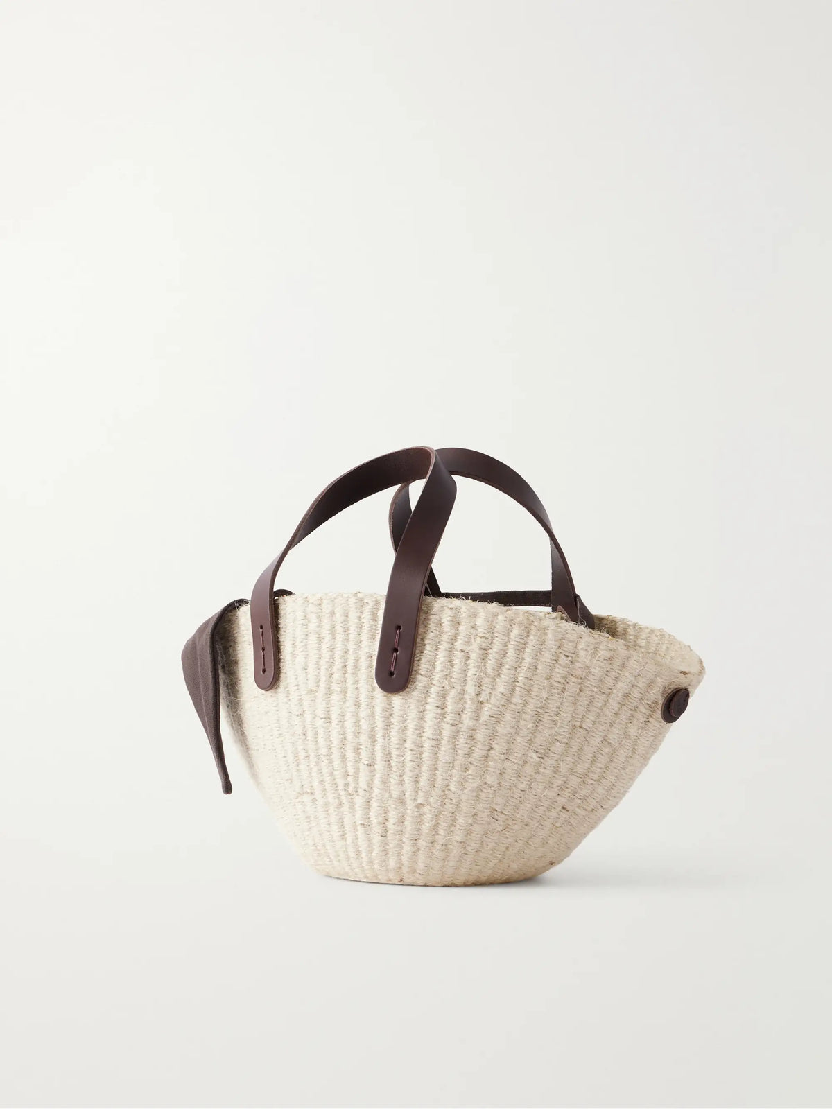 MUUÑ Sophia Mini Leather And Cotton-trimmed Raffia Top-handle Bag