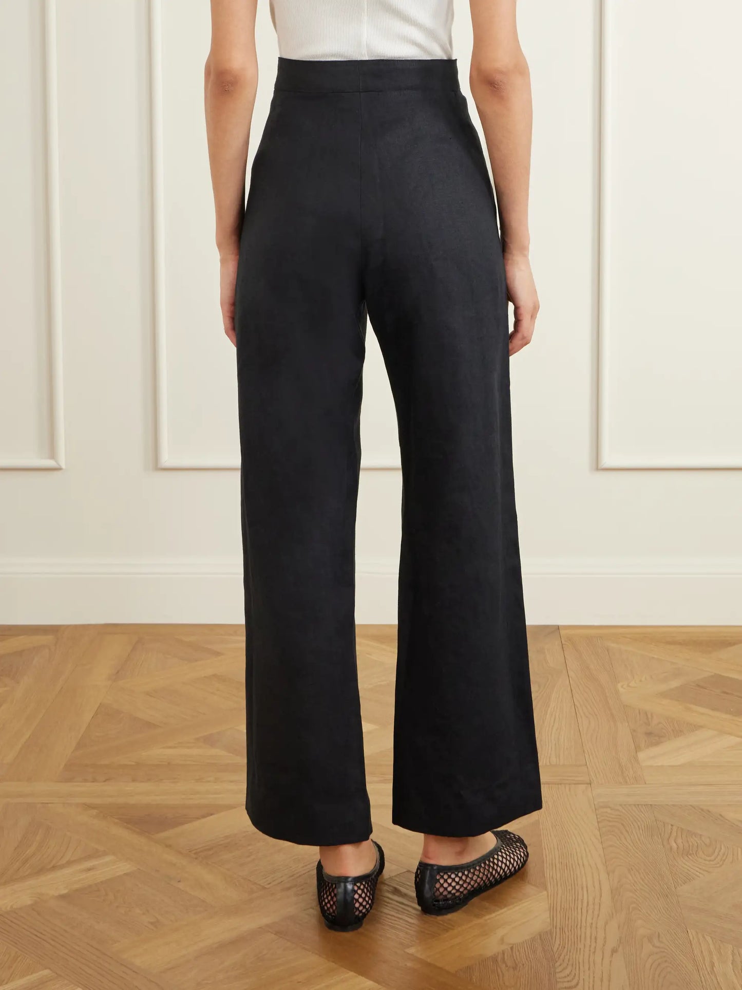 Sailor Cropped Linen High-rise Wide-leg Pants