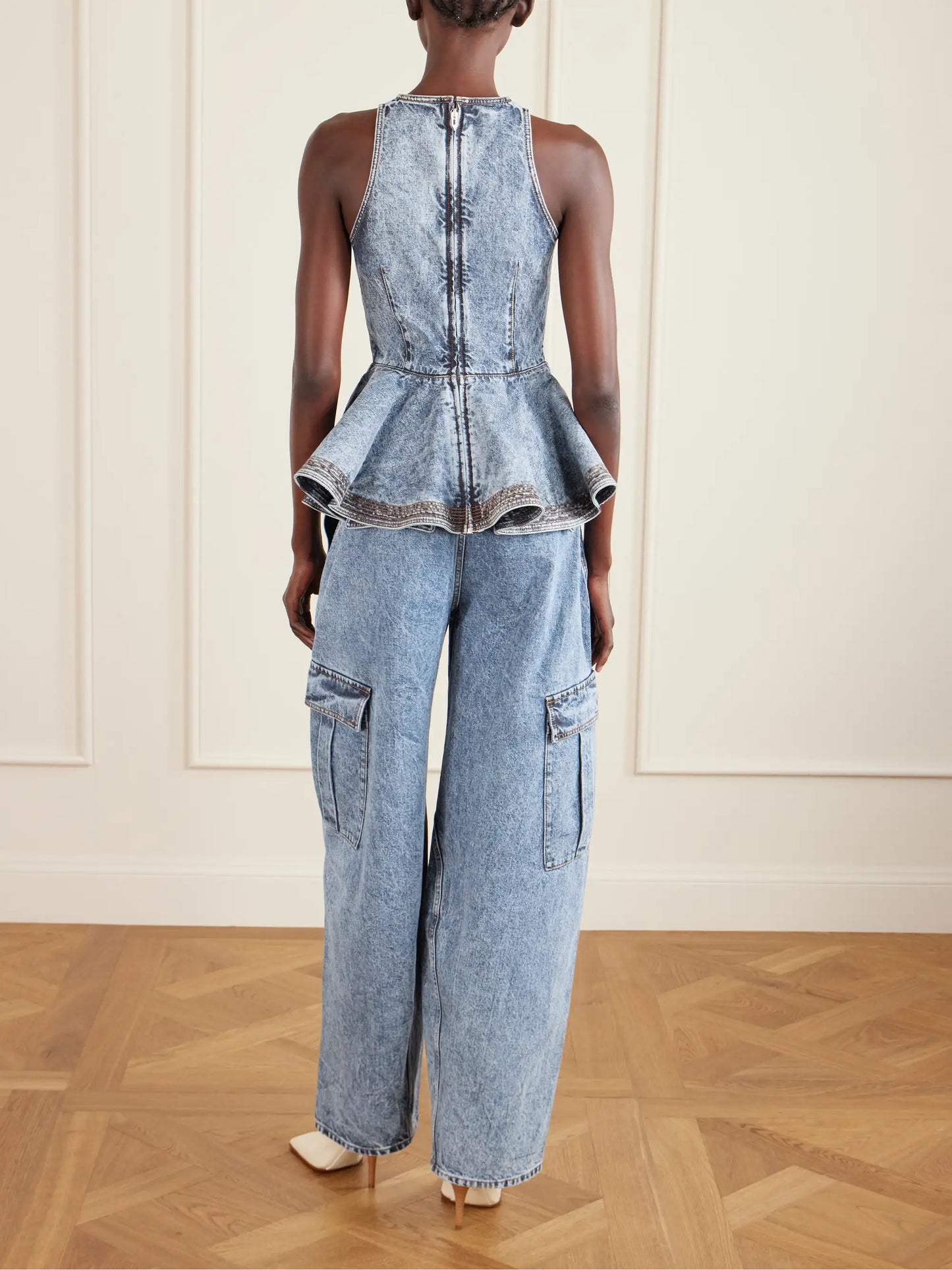 Denim Peplum Top