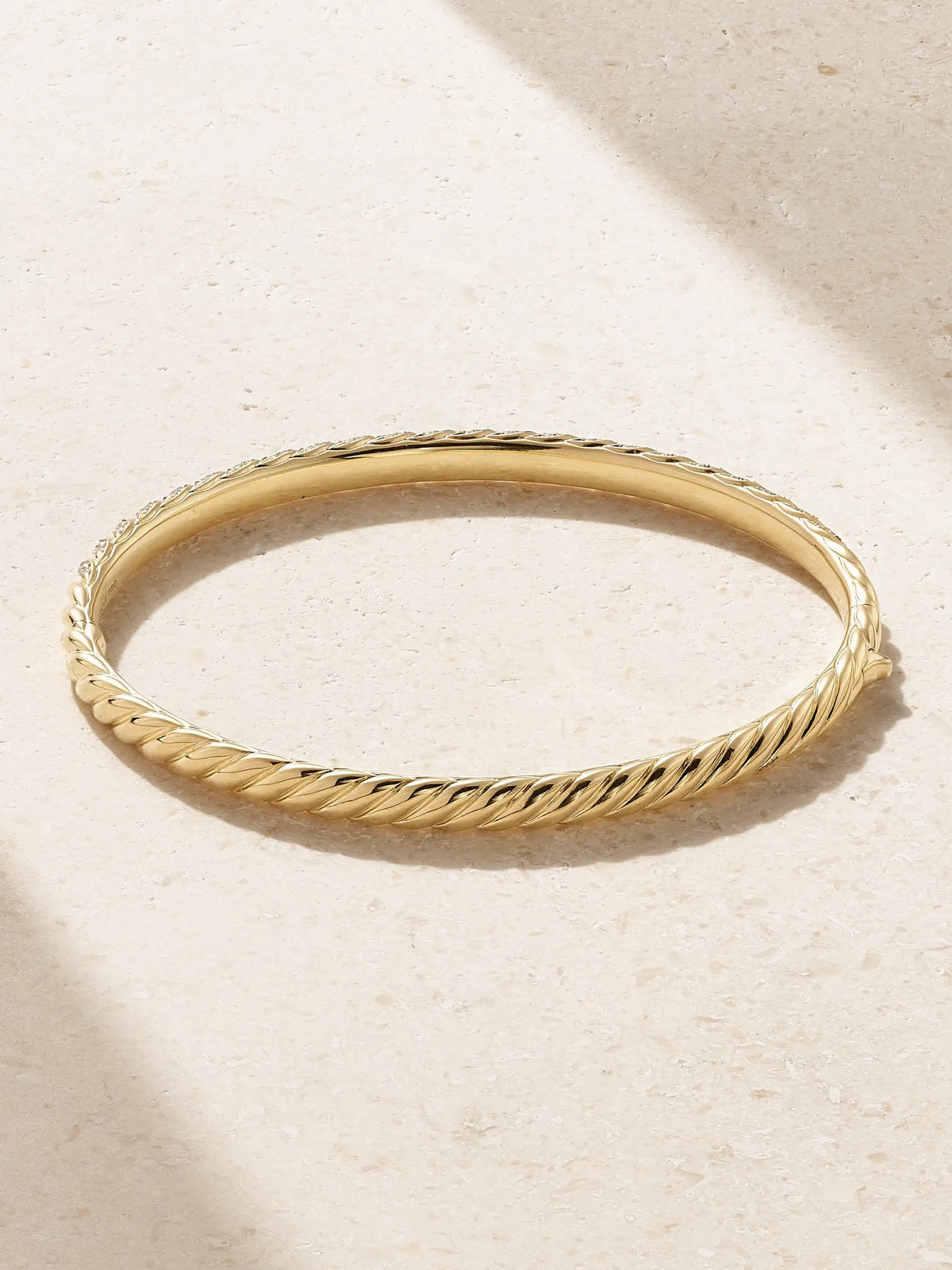 Sculpted Cable 18-karat Gold Diamond Bangle