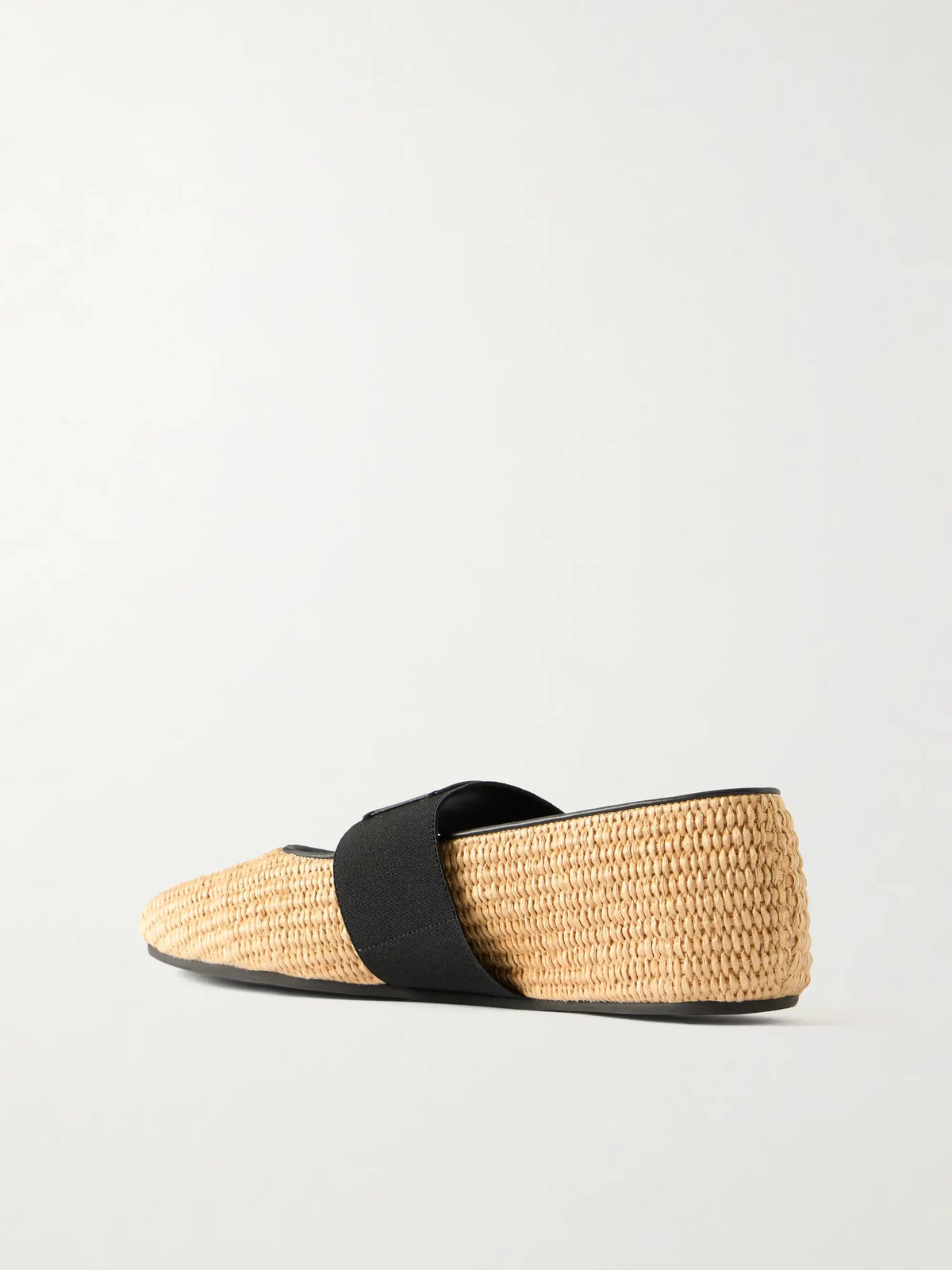 Logo-appliquéd Raffia Ballerina Flats