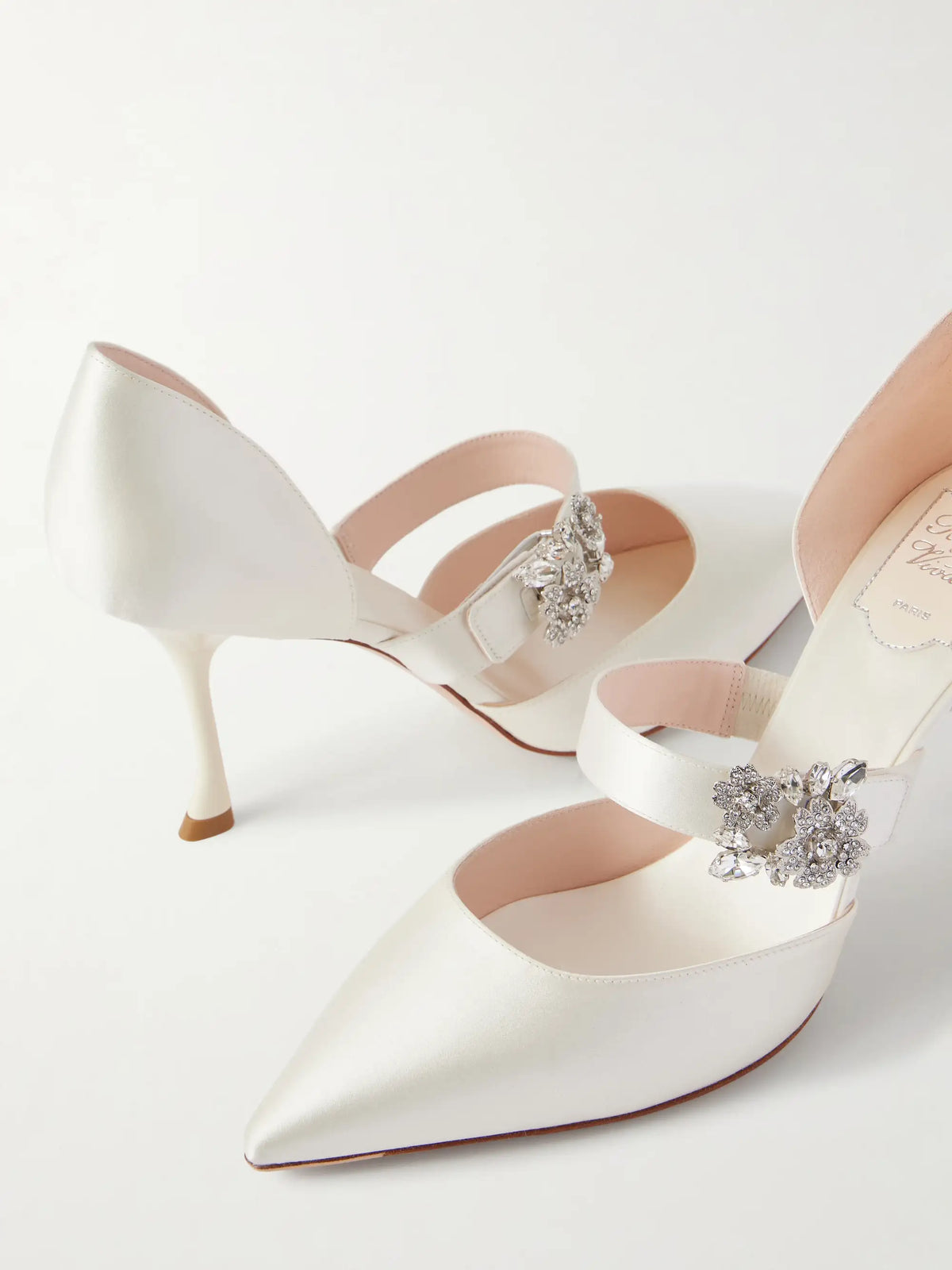 Mini Bouquet 85 Crystal-embellished Satin Pumps