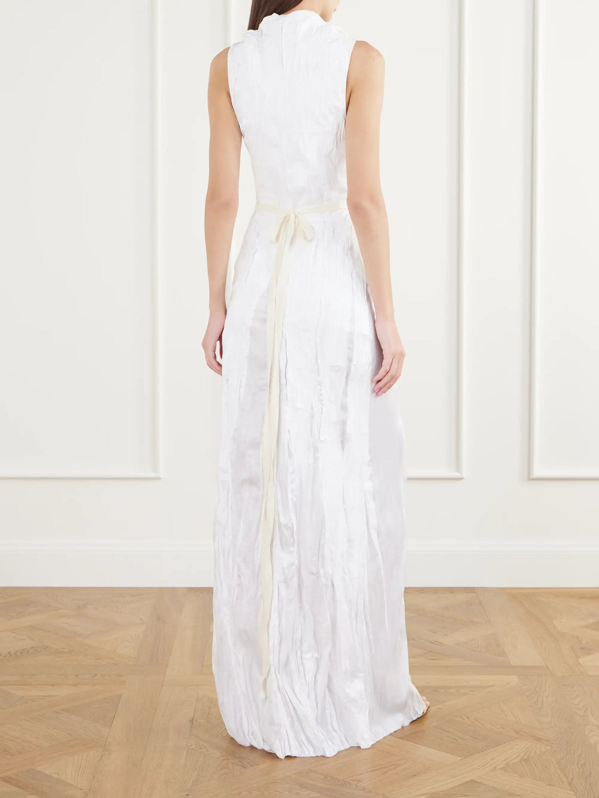 Maison Margiela Bianchetto Draped Painted Plissé Gown