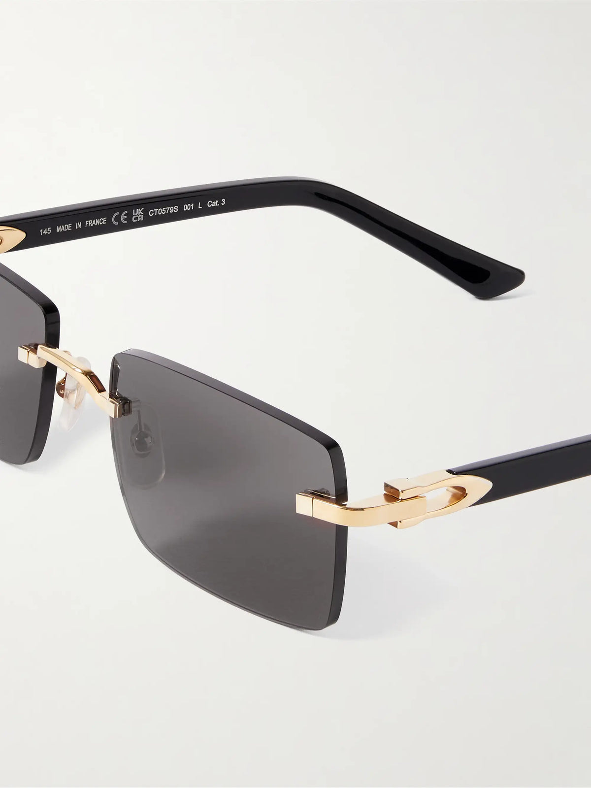 C Décor Rimless Rectangle-frame Gold-tone And Acetate Sunglasses