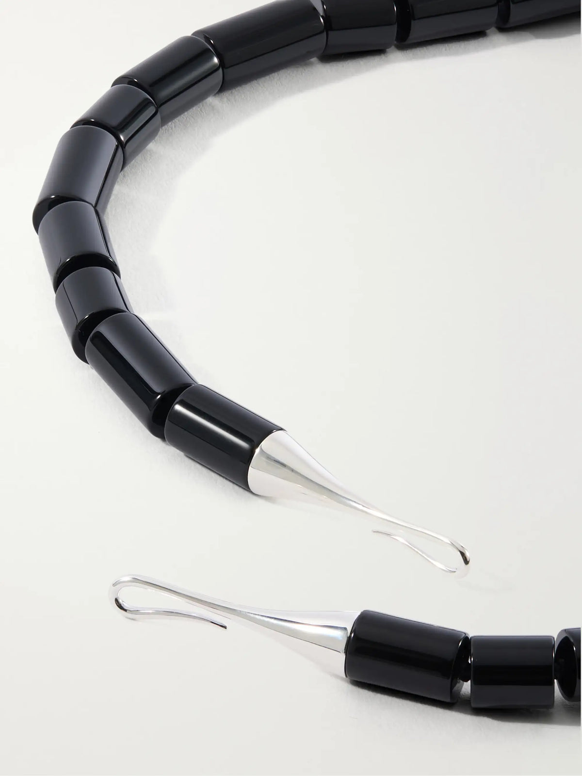 The Sadie Sterling Silver Onyx Beaded Necklace