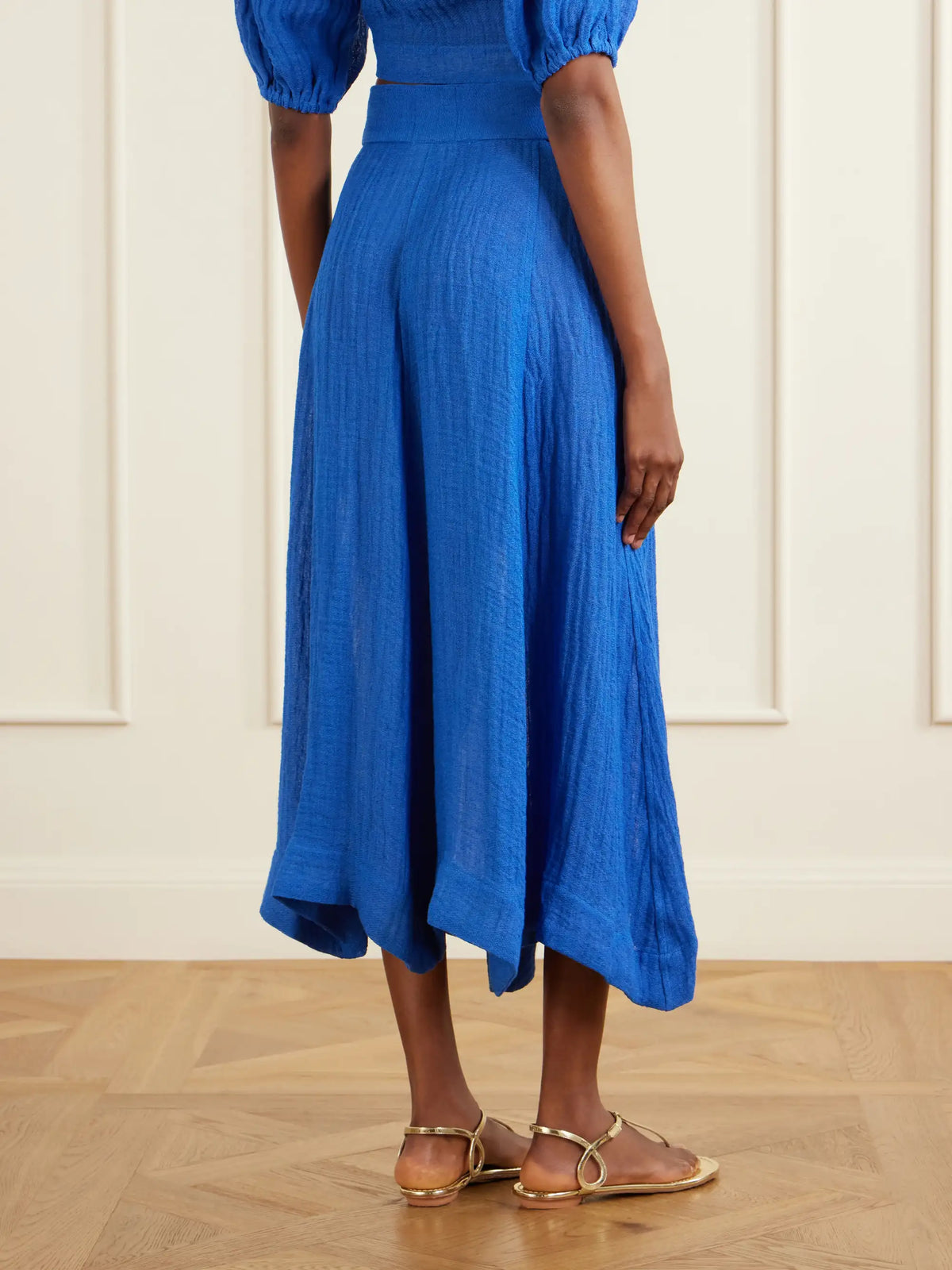 Linen-blend Midi Skirt