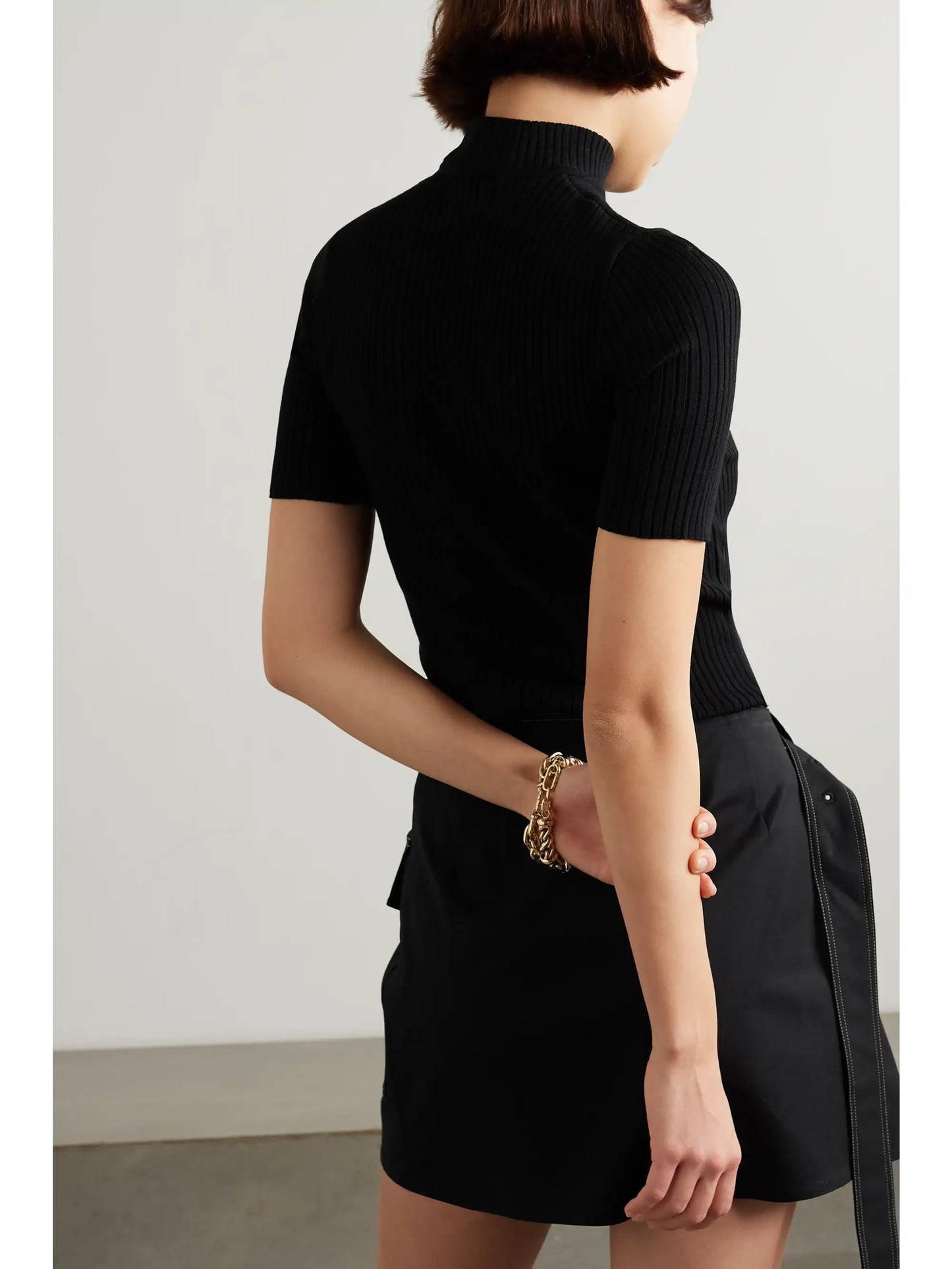 Embroidered Ribbed-knit Top