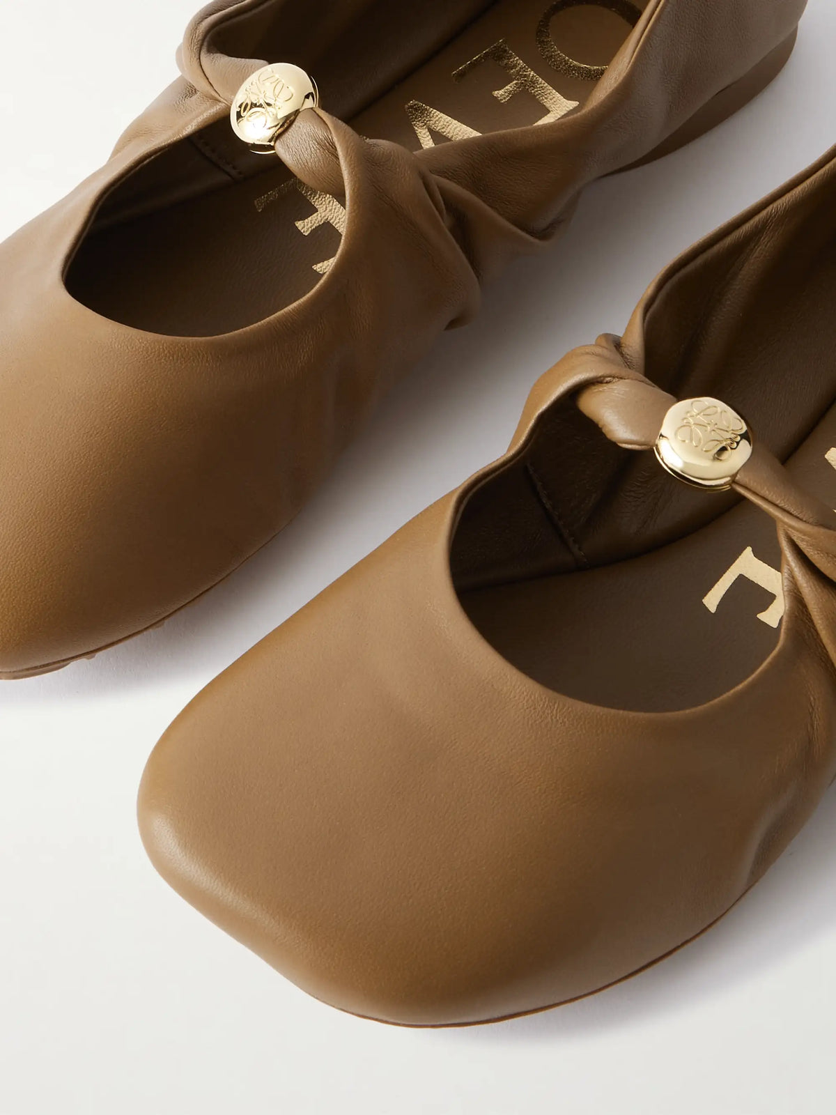 Pebble Embellished Leather Ballet Flats