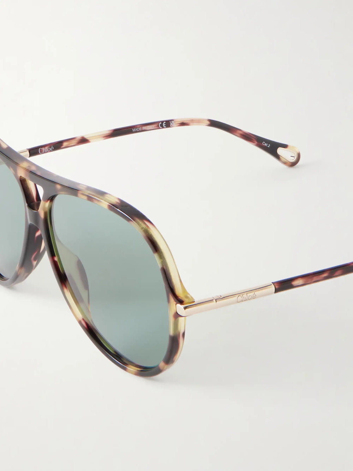 Chloé Tubolar Aviator-style Recycled Tortoiseshell Acetate Sunglasses