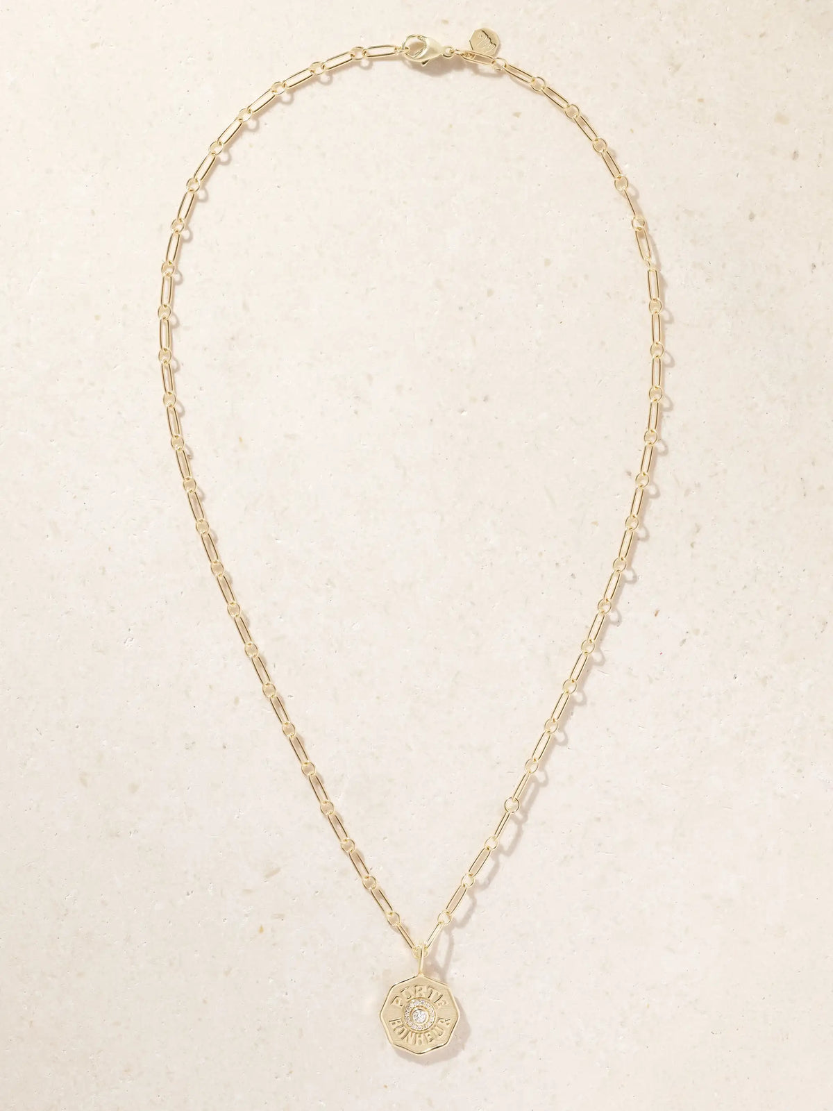 Marlo Laz Wee Porte Bonheur 14-karat Gold Diamond Necklace