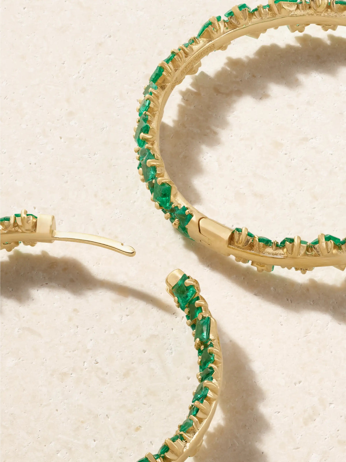 18-karat Gold Emerald Hoop Earrings