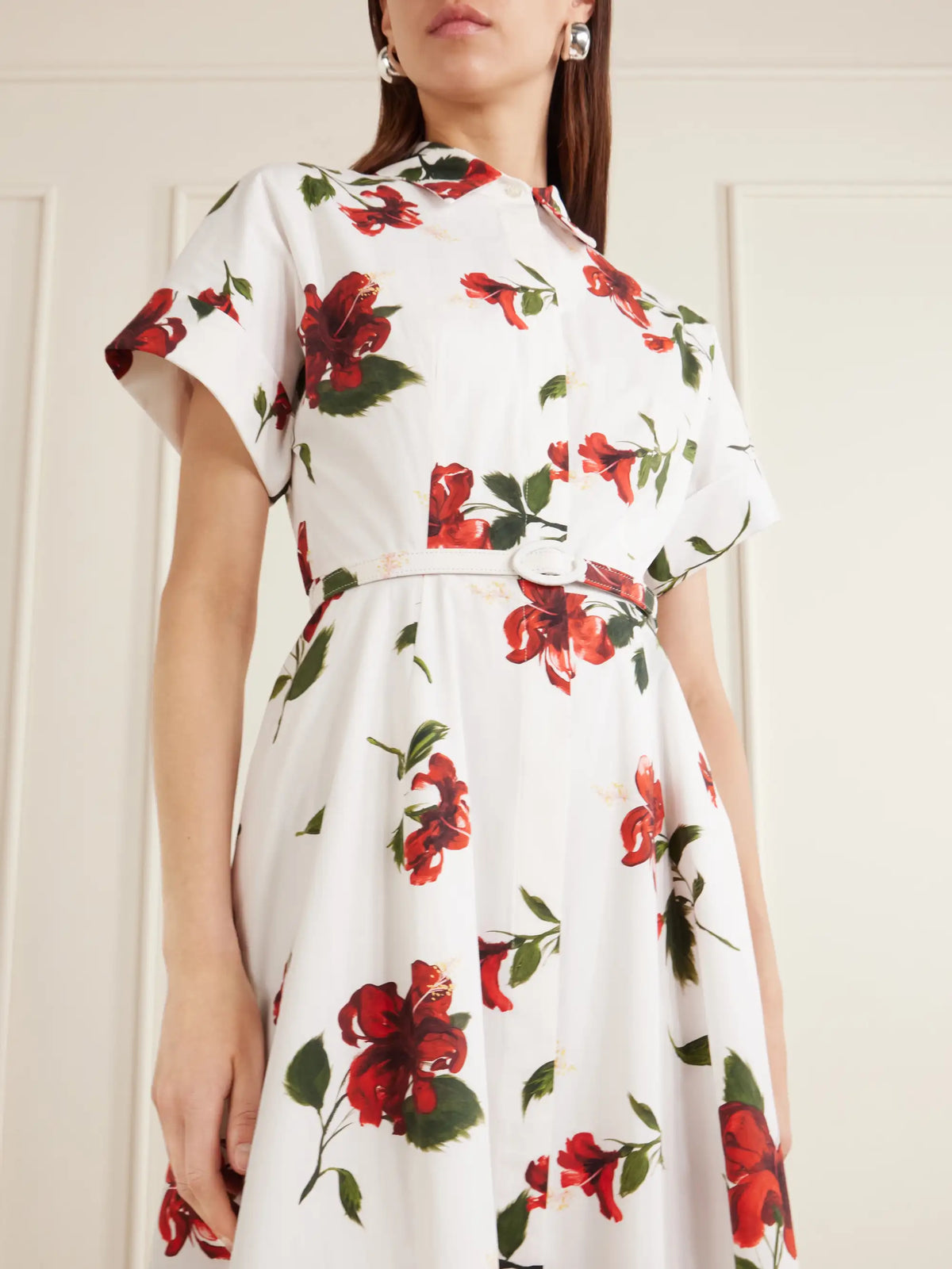 Oscar de la Renta Floral-print Cotton-poplin Midi Dress