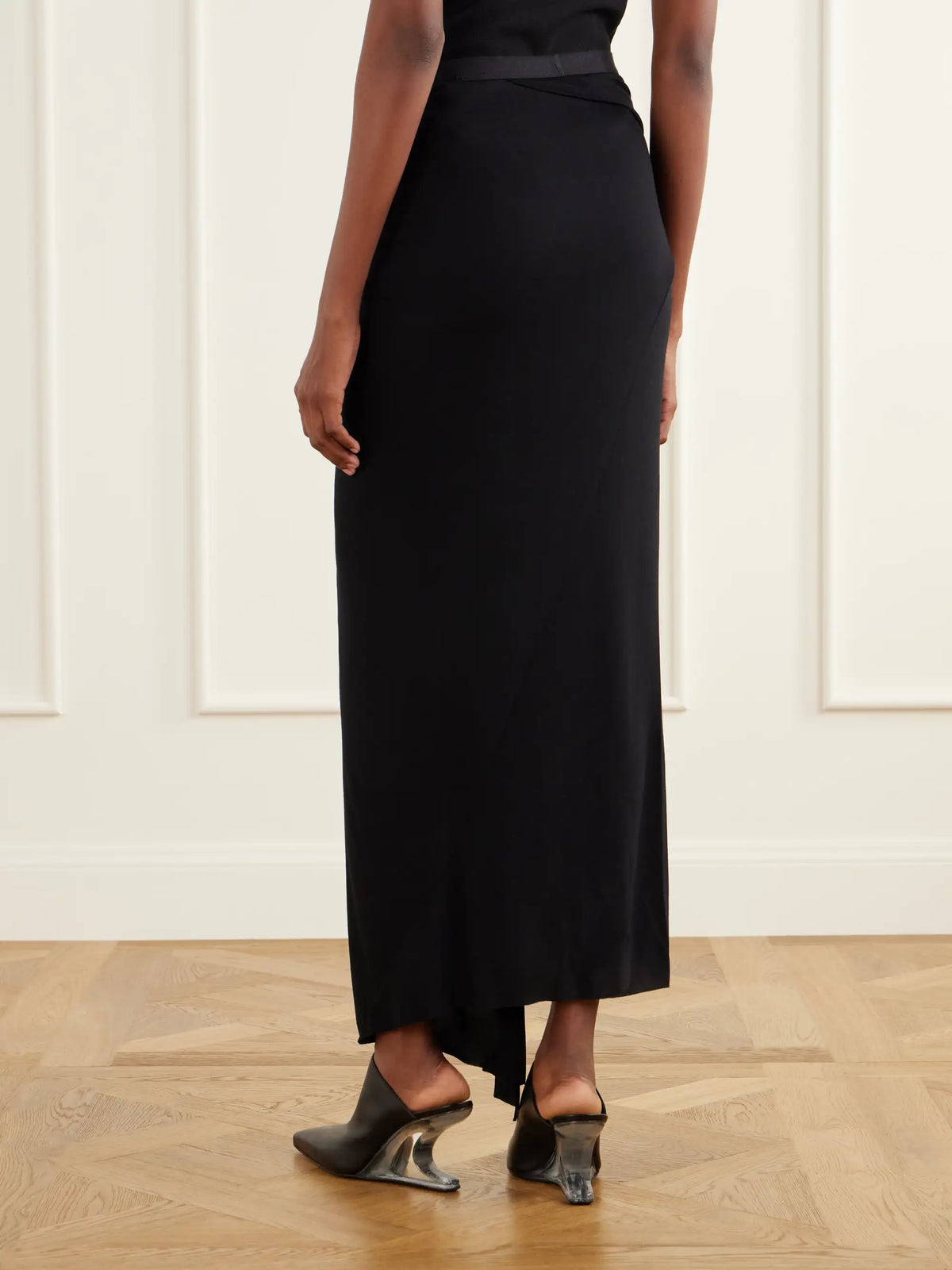 Rick Owens Anthem Draped Jersey Midi Skirt