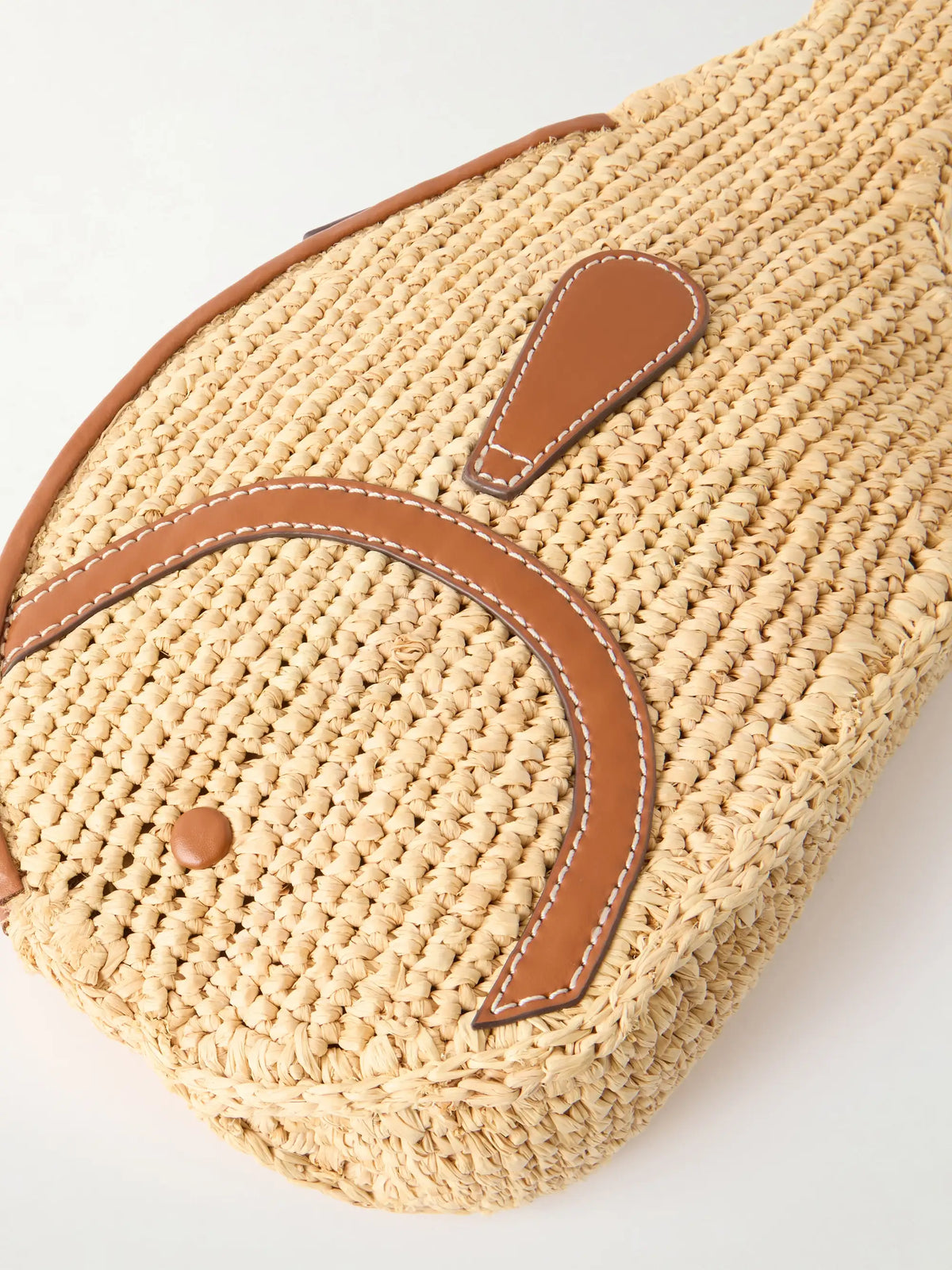 Pesce Leather-trimmed Raffia Clutch