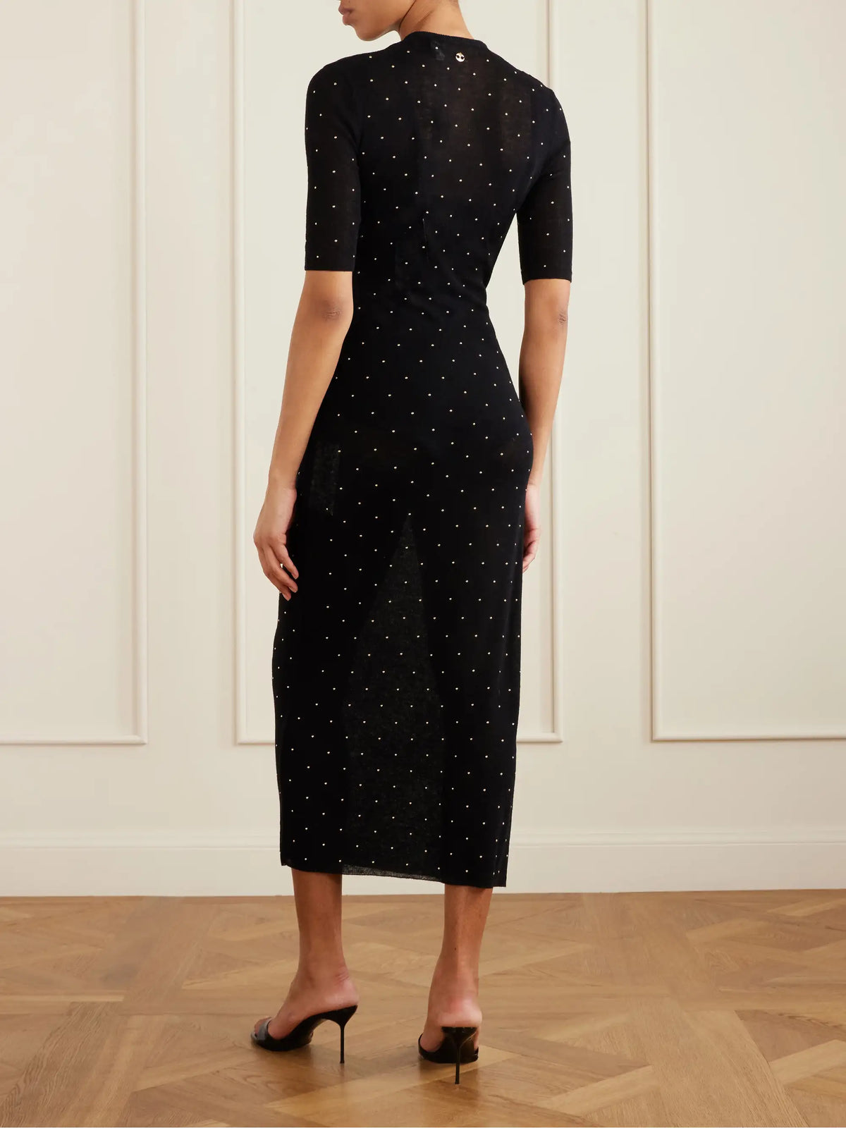 Studded Wool-blend Midi Dress