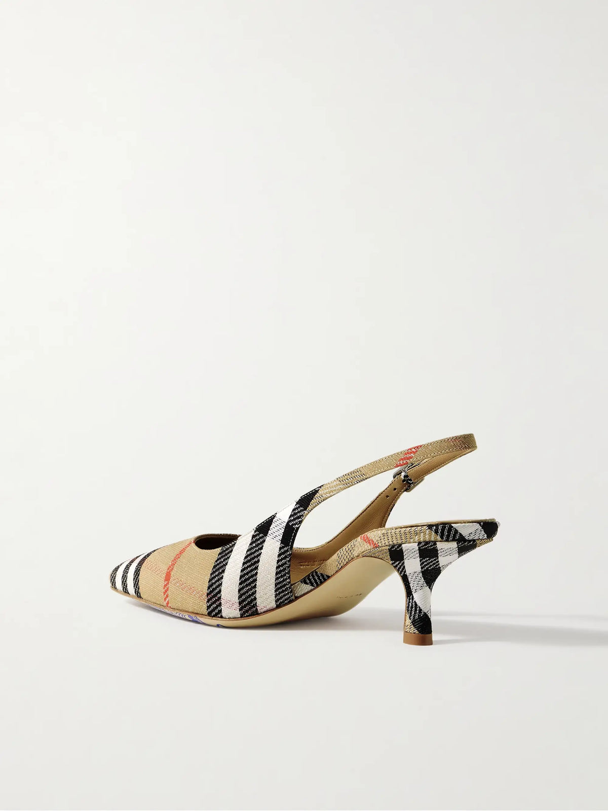 Checked Canvas-jacquard Slingback Pumps