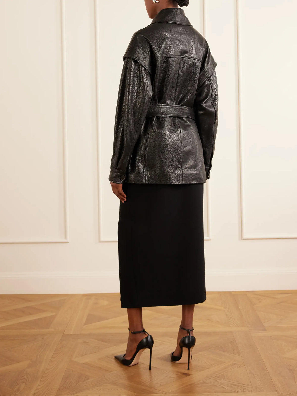 Nour Hammour Perrin Belted Full-grain Jacket