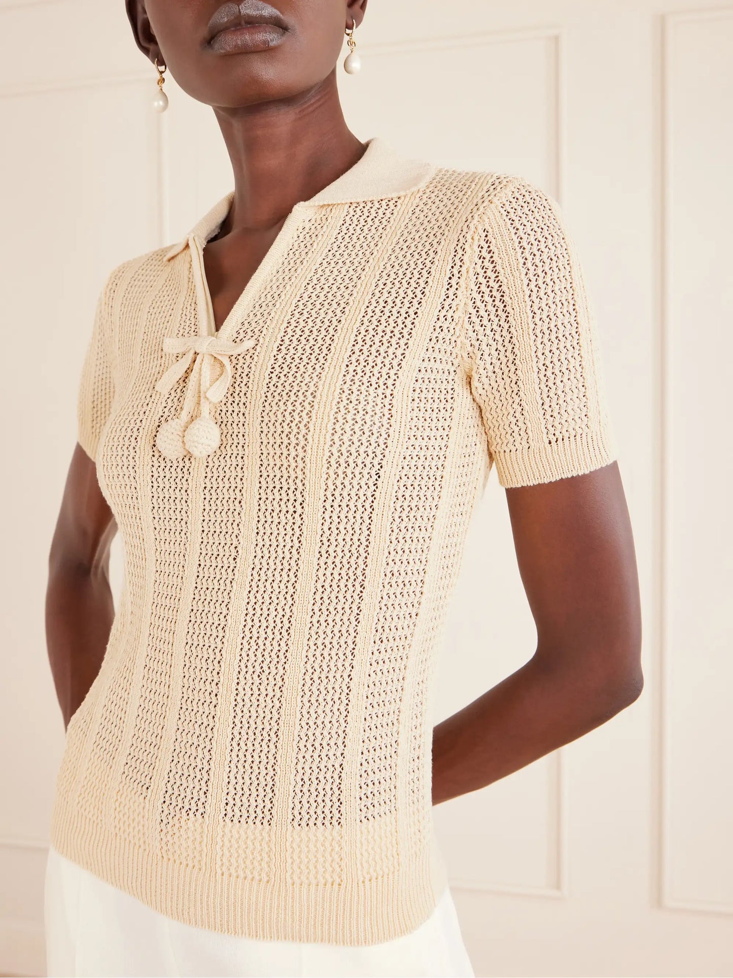 Pointelle-knit Cotton Polo Shirt