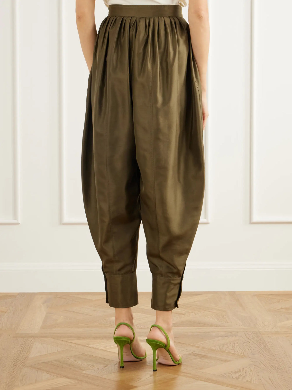 La DoubleJ Harem Pleated Silk-shantung Tapered Pants
