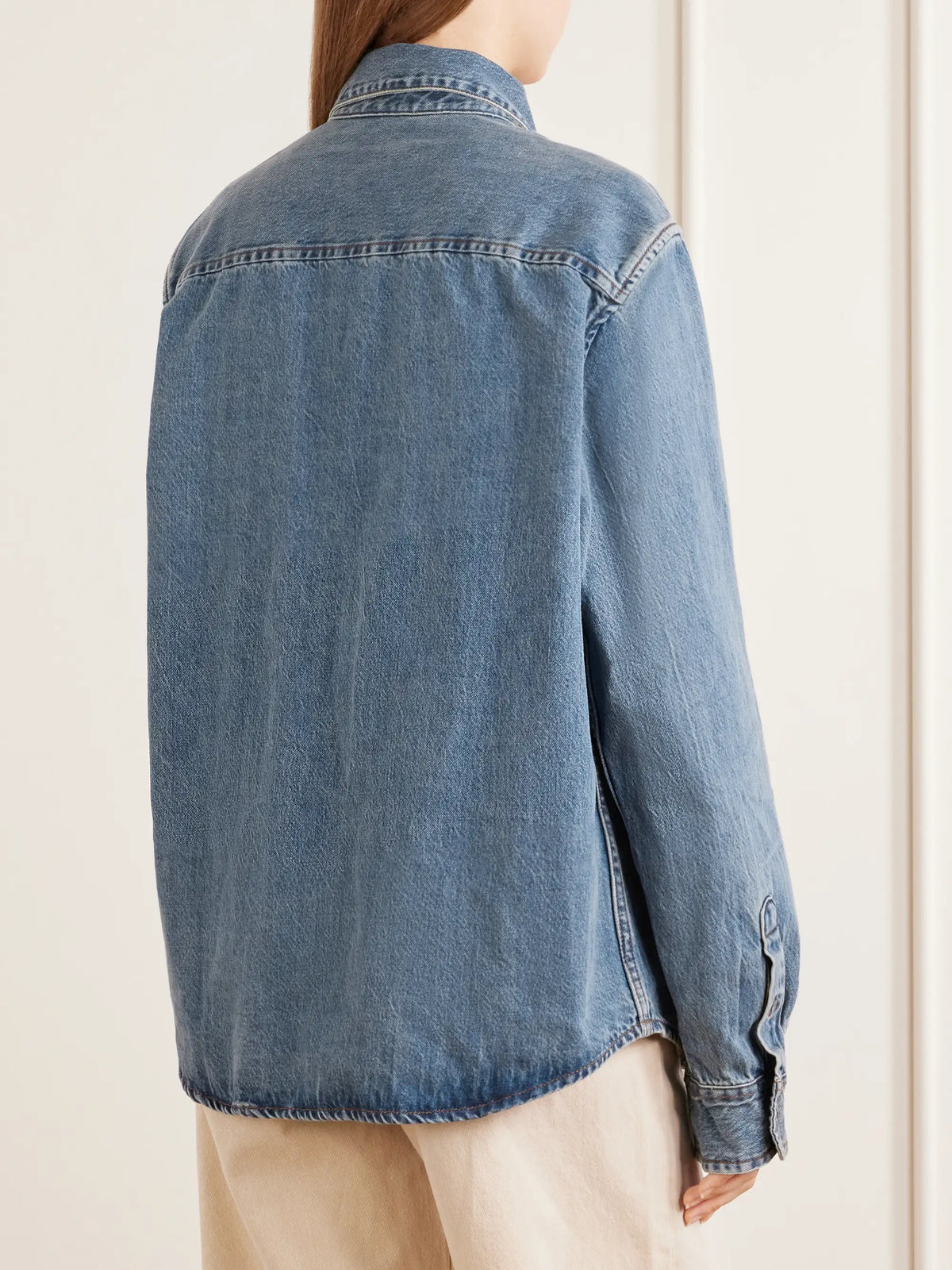 AMI PARIS Logo-embroidered Denim Shirt