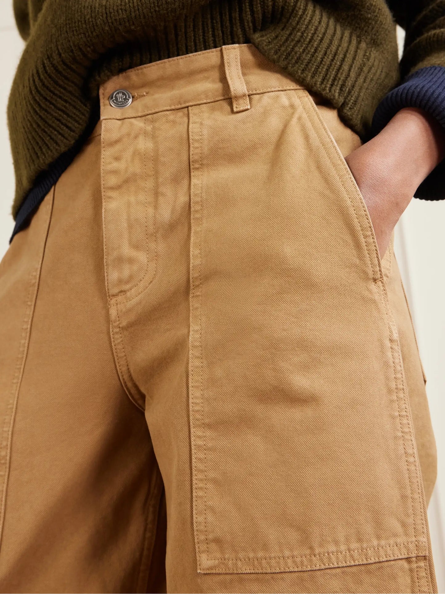 Wide-leg Cotton-canvas Trousers