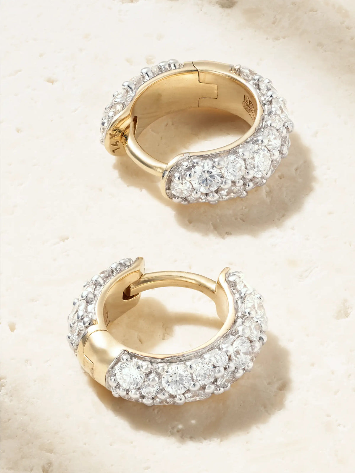 Chubby 14-karat Gold Diamond Hoop Earrings