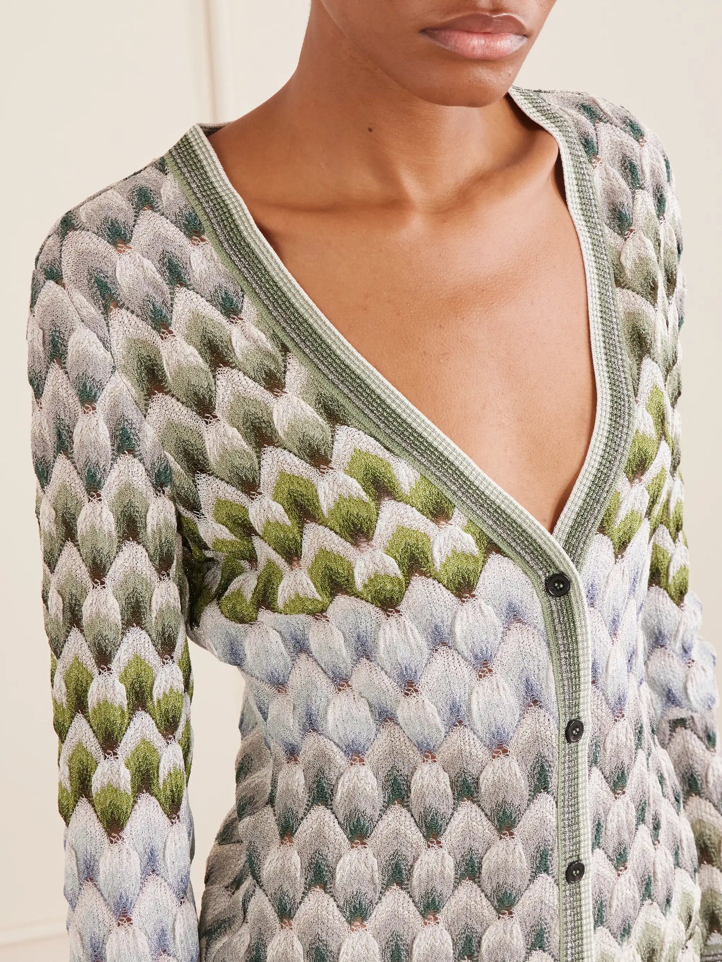 Striped Metallic Crochet-knit Cardigan