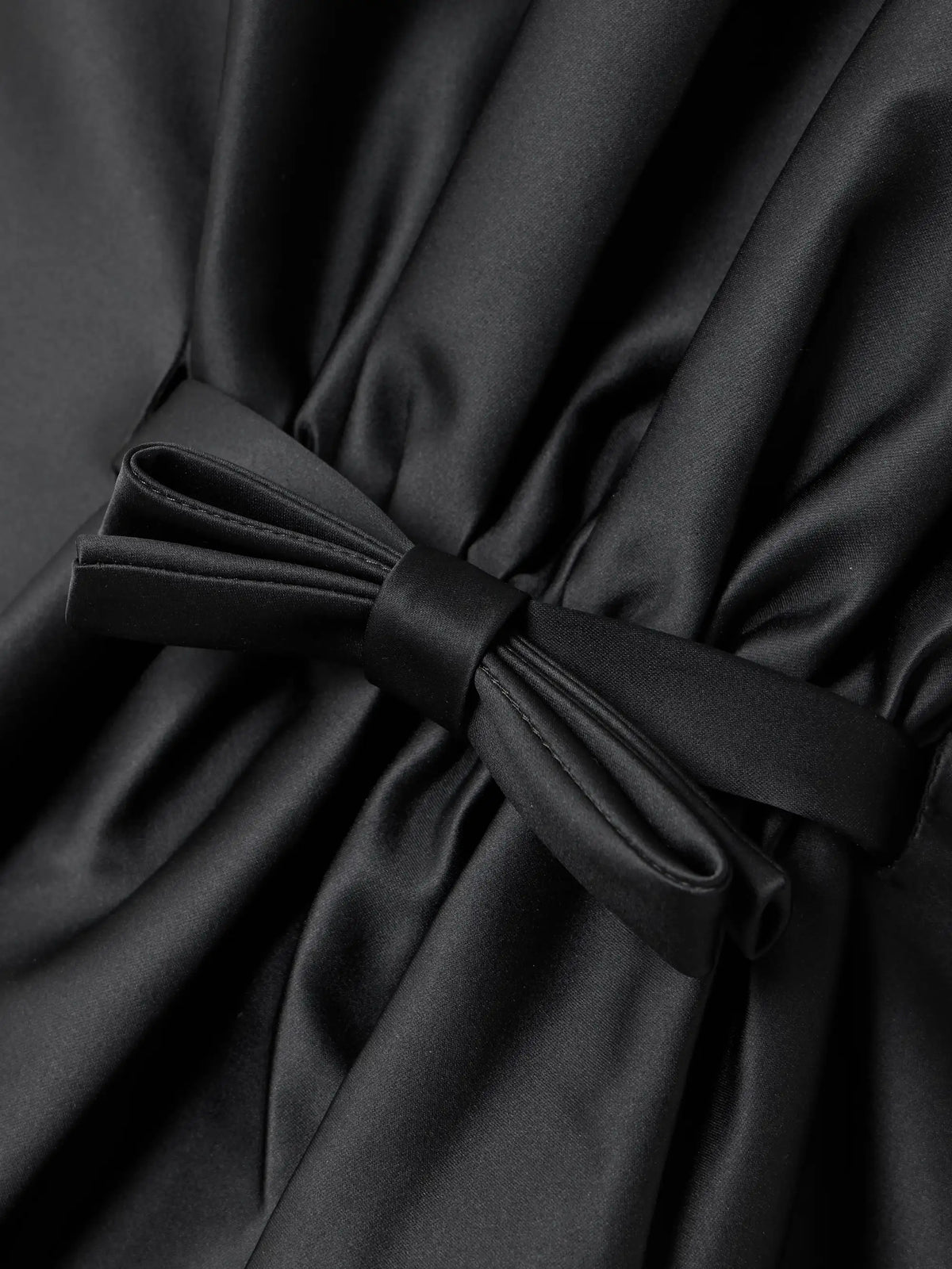 Bow-detailed Gathered Mikado Mini Dress